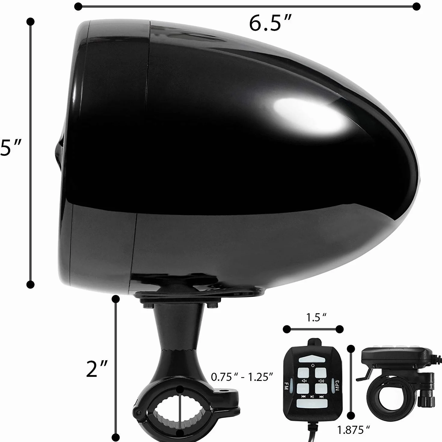 Altoparlanti stereo Bluetooth marini impermeabili da 5 pollici ad alte prestazioni Sistema audio Bass Boat per impieghi gravosi con ingresso USB e AUX, ideale per motocicli ATV/UTV/RZR