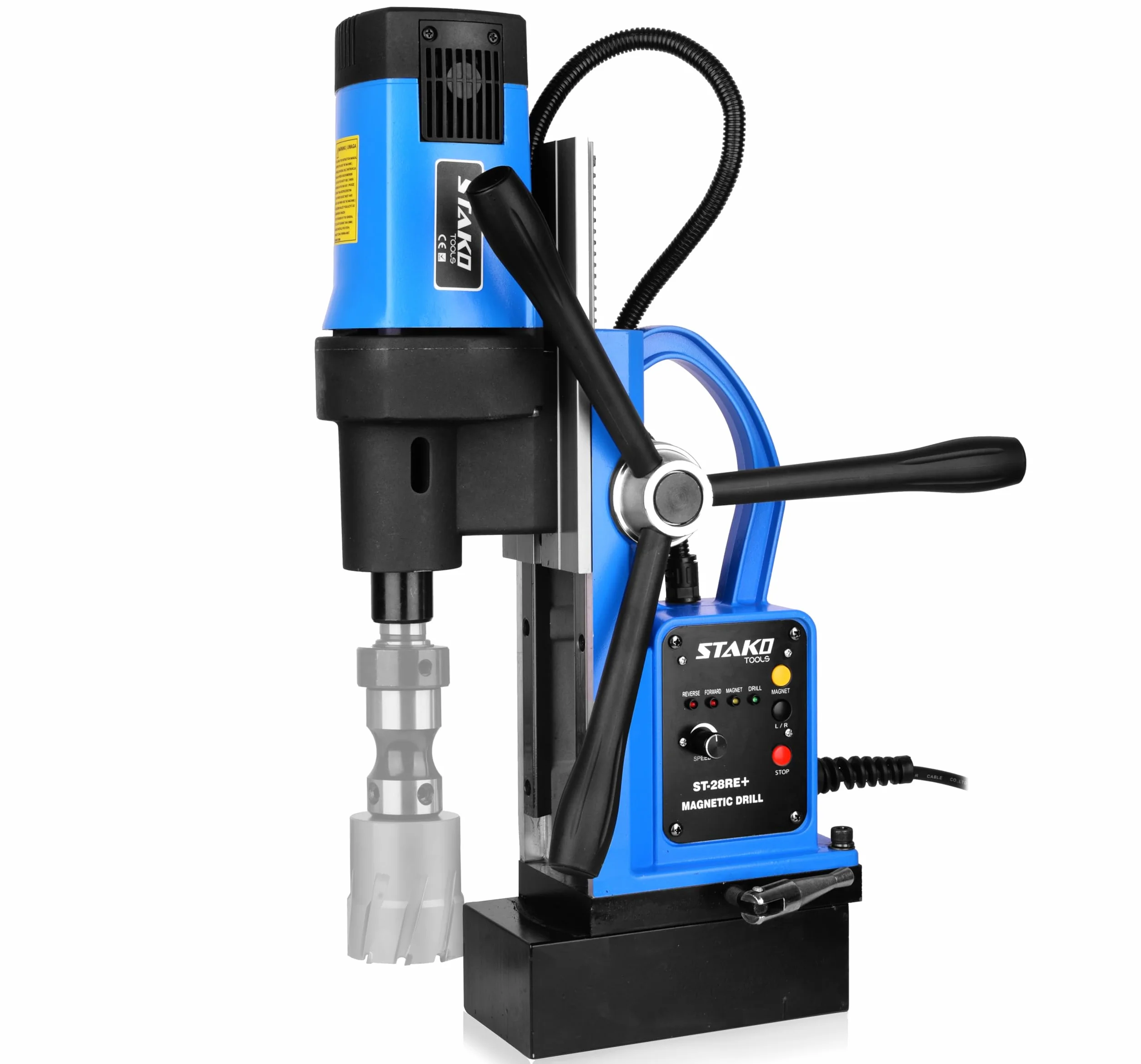 STAKO Trapano magnetico 1800 W ST-28RE+ Ø 80 mm 16500N Weldon 19 mm MK3 mandrino B16 3-16 mm Set 2