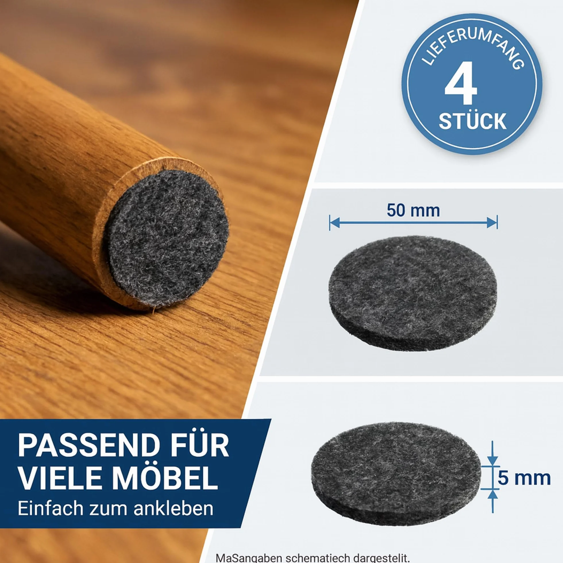 Peha Feltrini Mobili scivola autoadesiva 5,0 mm altezza Ø 50 mm 4 pezzi