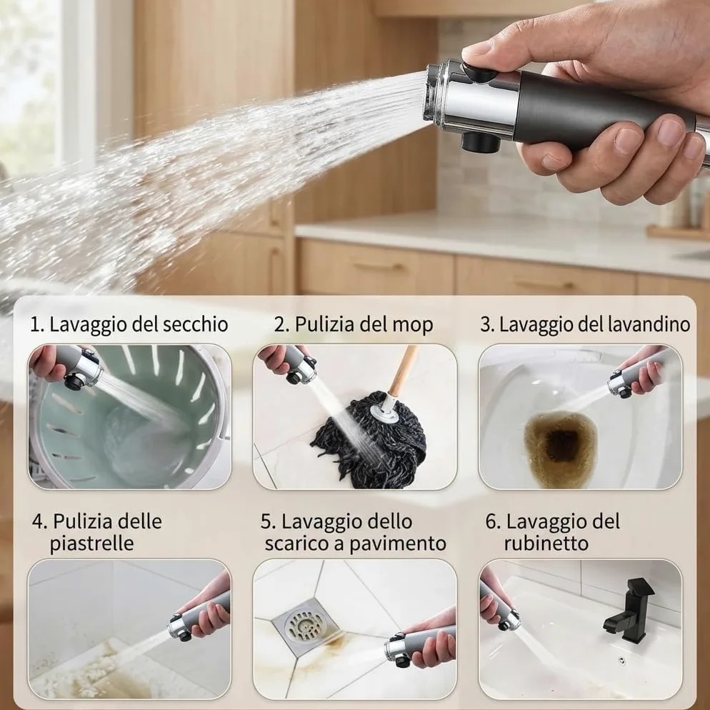 Pulifer Doccino Filtrante Originale,Doccia Ad Alta Pressione Con Tre Modalità,Risparmio Idrico Ed Energetico,Con Filtro