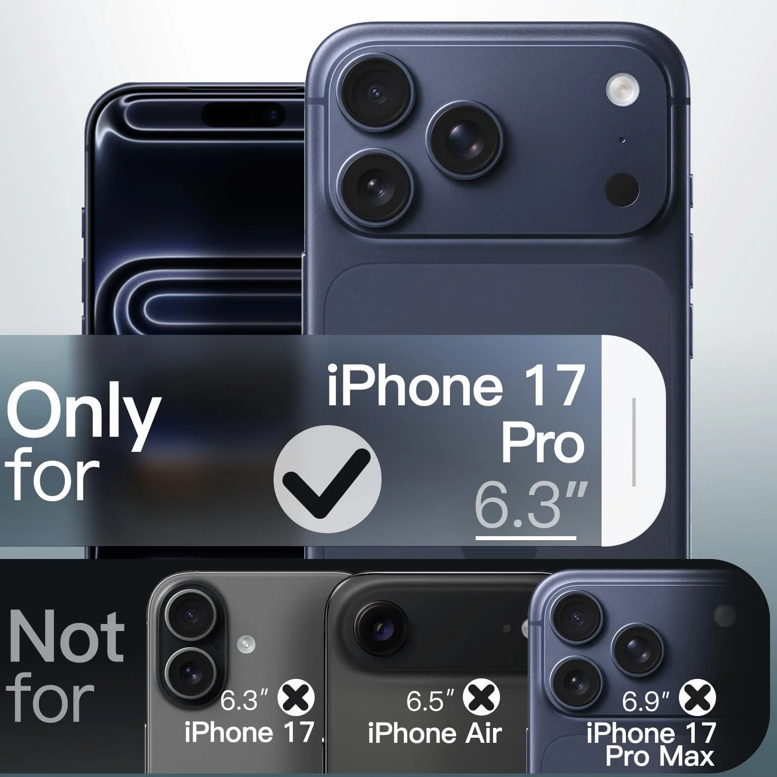 JETech Cover Opaca per iPhone 17 Pro 6,3 Pollici, Protezione Anticaduta Antiurto Grado Militare, Protezione Completa Lenti Fotocamera, Custodia Minimalista Retro Traslucido Satinato (Blu Scuro)