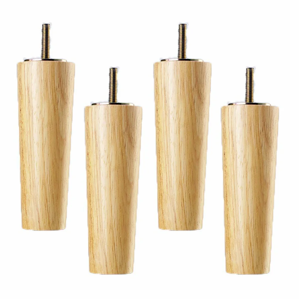 4 Gambe per Mobili in Legno Piedini per Mobili in Rovere Conico Cabinet Piedi del Divano Tavolo Letto Armadio Cabinet Armadietto Guardaroba Vite M8(40cm)