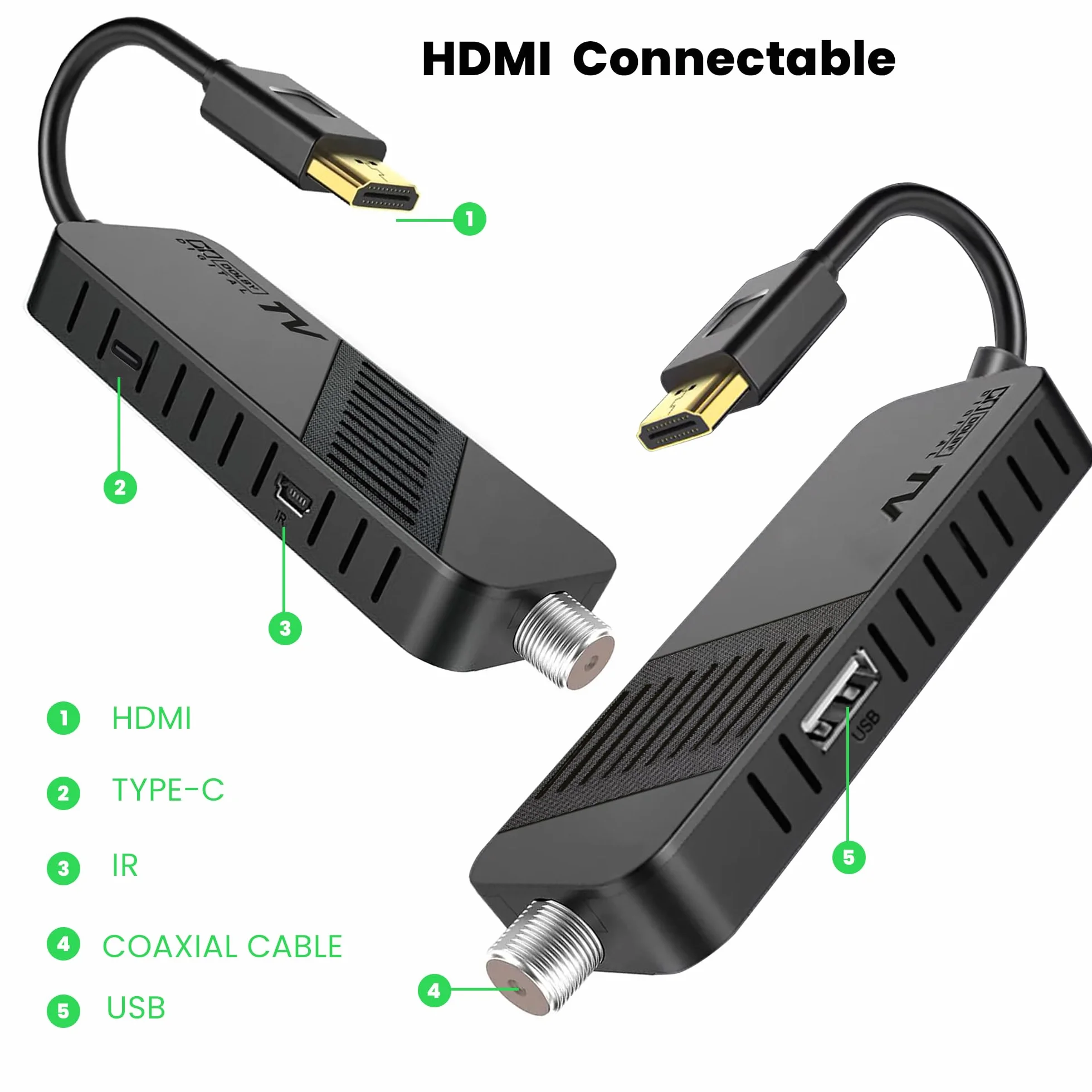 LEYF Ricevitore satellitare DVB-S2 Full HD 1080P HDMI TV Stick nascosto dietro TV display digitale H265 HEVC Main 10 bit telecomando universale 2 in 1 USB