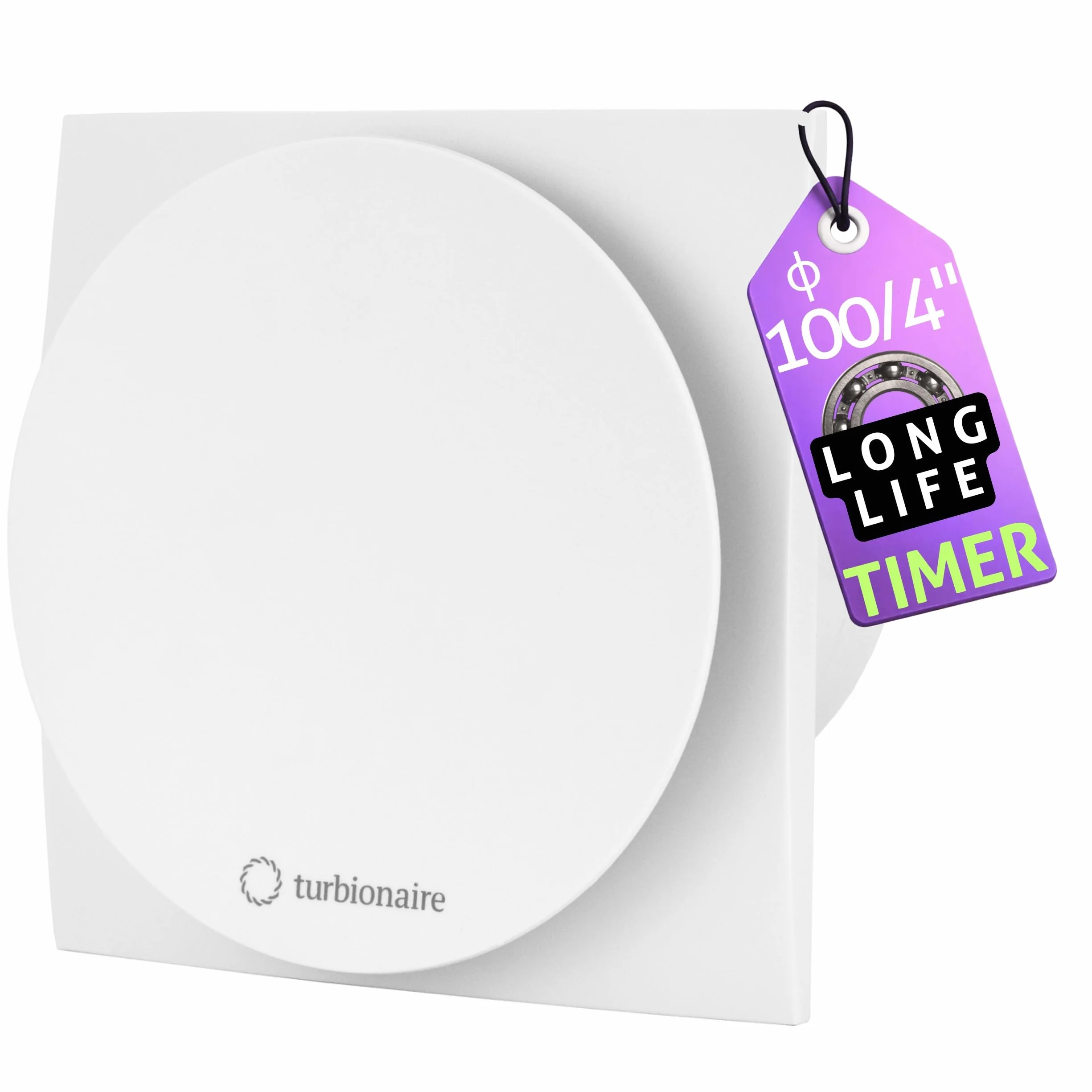 Turbionaire MIO 100 LL-TW Aspiratore da bagno100 mm con Timer, Motore con Cuscinetti a Sfere, Valvola di Non Ritorno, Protezione IPX4, Silenzioso, Ideale per uso uso intensivo, Bianco