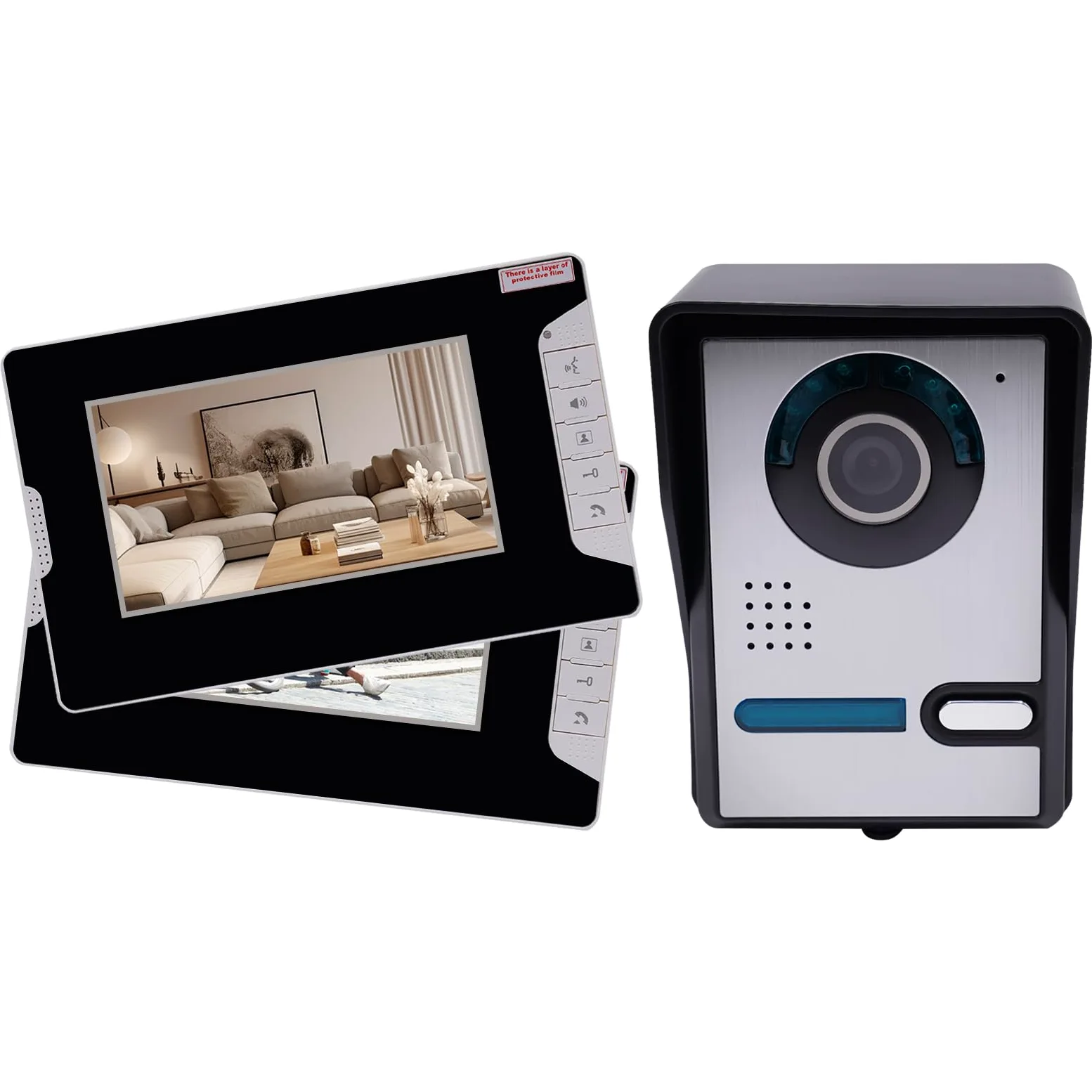 Videocitofono cablato, monitor HD, visione notturna e vivavoce, in alluminio, resistente alle intemperie, facile da installare per casa/ufficio, rettangolare, nero/bianco
