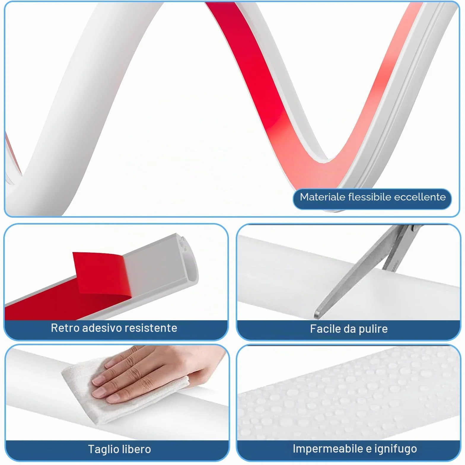 Canalina Passacavi Adesiva Bianca 1M PVC Flessibile Protezione Cavi Parete Esterni Resistente Alle Intemperie
