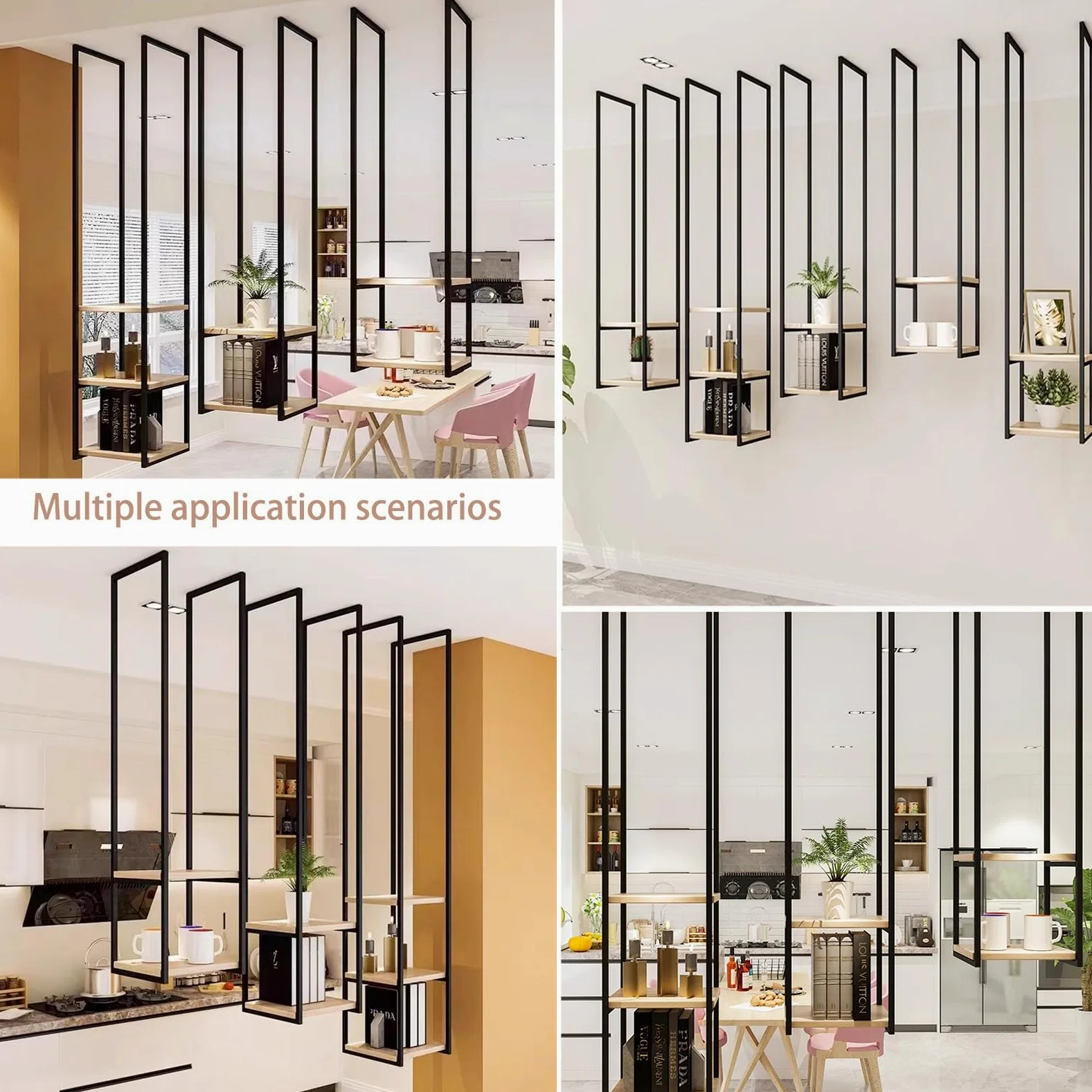 Scaffale sospeso in legno, 2 mensole da soffitto per piante e vino, salvaspazio, cucina per casa e ufficio, ideale per decorazioni e soluzioni di archiviazione
