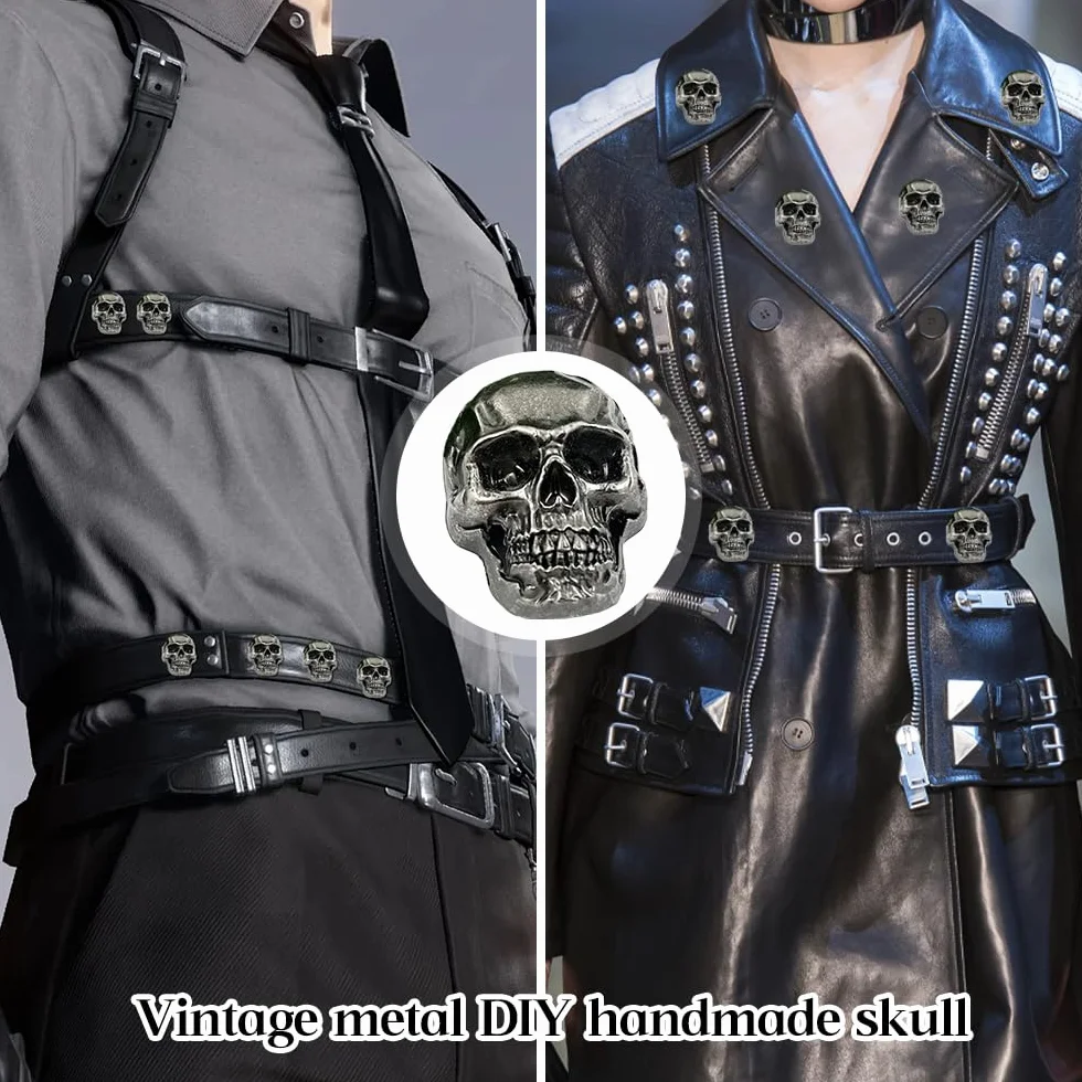 Borchie Teschio con Vite di Fissaggio 12 Pezzi Cranio Tappo Vite Borchie Punk per Borsa Vestiti Scarpe