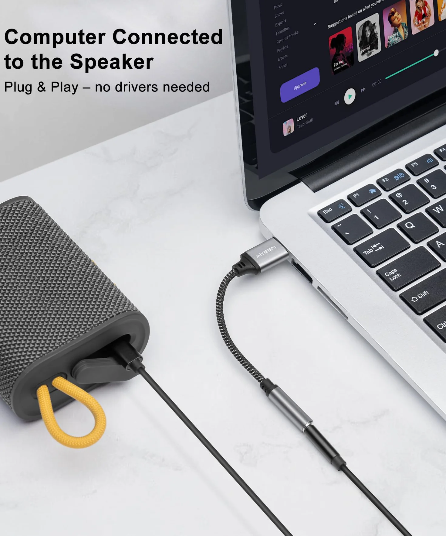 Cavo adattatore audio da USB a femmina da 3,5 mm, convertitore stereo da USB maschio a jack AUX intrecciato in nylon da 15 cm con chip ad alta risoluzione, per cuffie, AUX per auto (grigio)