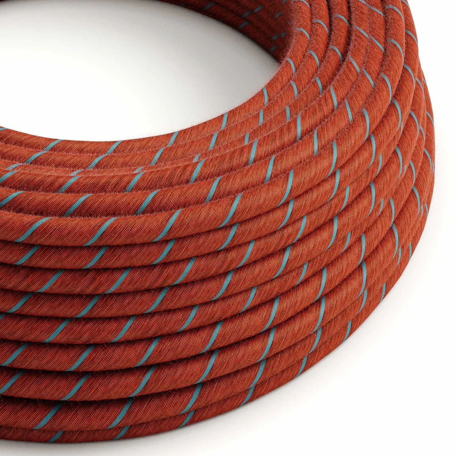 Creative-Cables L'originale cavo elettrico rivestito in tessuto 2 x 0,75 mm² (20 m, Mattone-Azzurro ERC36) – Rotondo, cotone – Sicurezza certificata, made in Italy