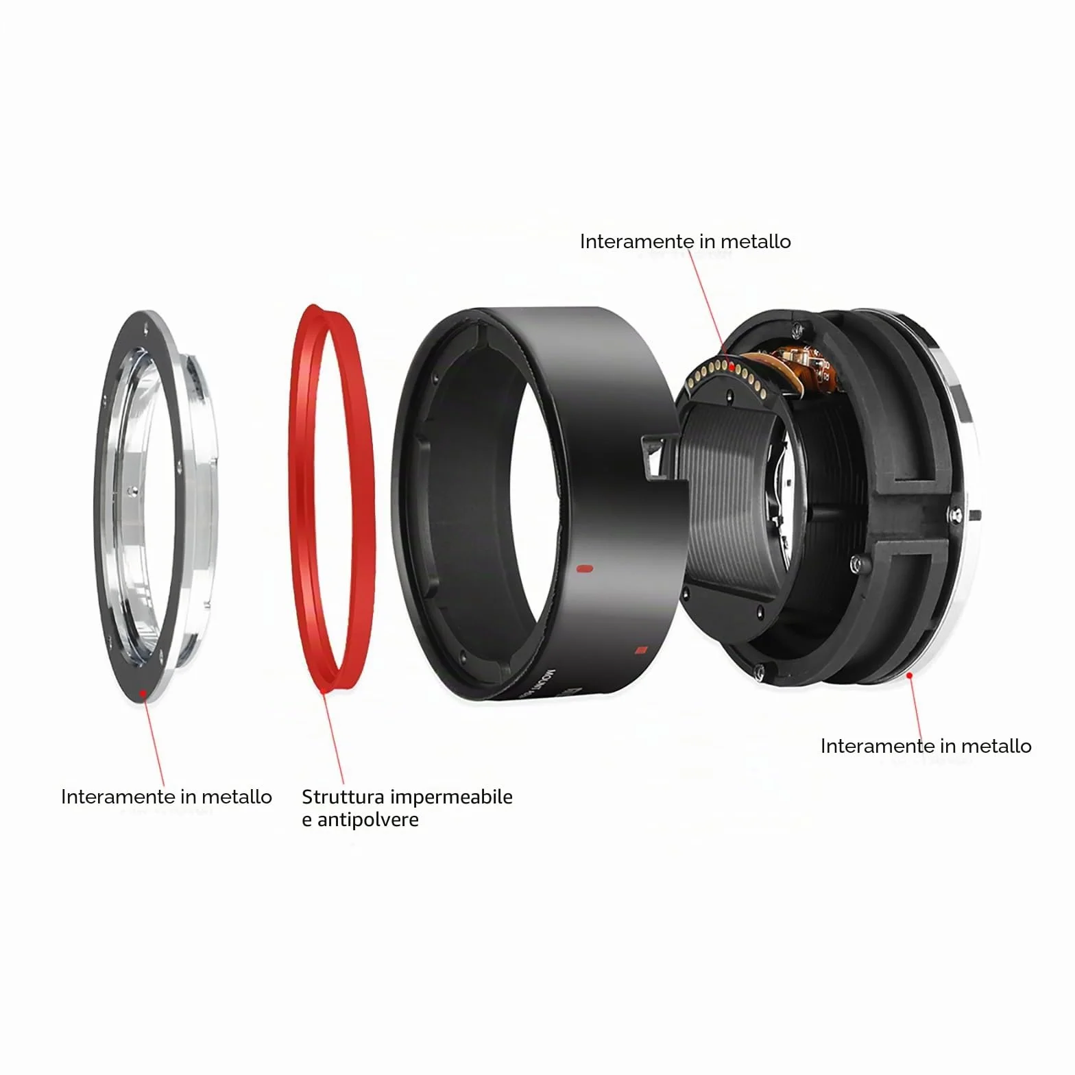 Meike Adattatore per lenti in metallo EF-EOSR Convertitore di montaggio con messa a fuoco automatica per obiettivi Canon EF/EF-S a fotocamere EOS-R EOS-RP R5 R6 R7 R10 C70 e RED Komodo