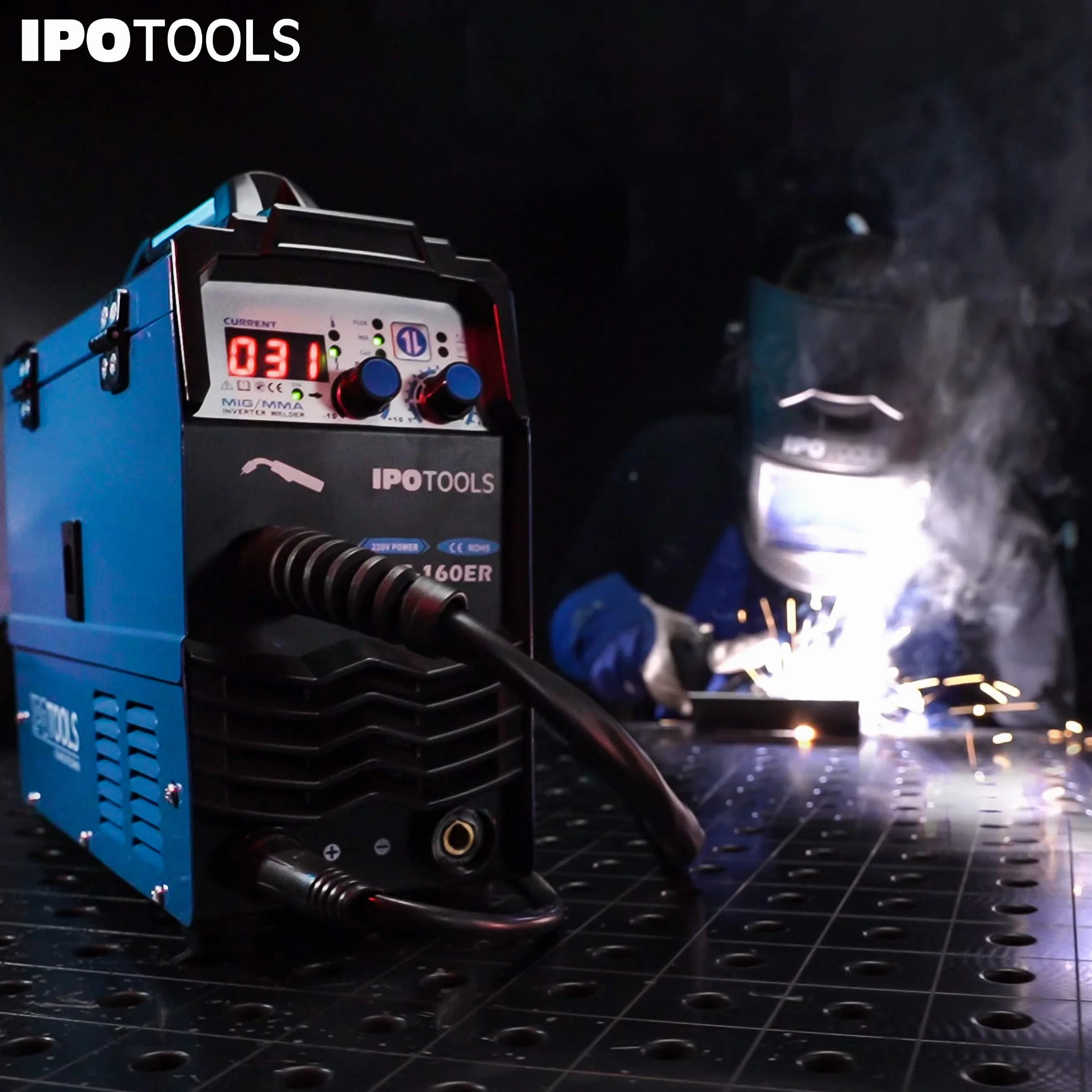 IPOTOOLS MIG-160ER Saldatrice MIG MAG 160A 230V IGBT 3 in 1 MMA Flux