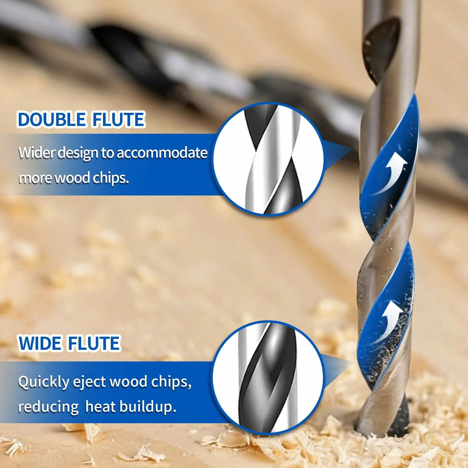 Set punte per trapano per legno 300 mm 4/5/6/7/8/10/12 mm