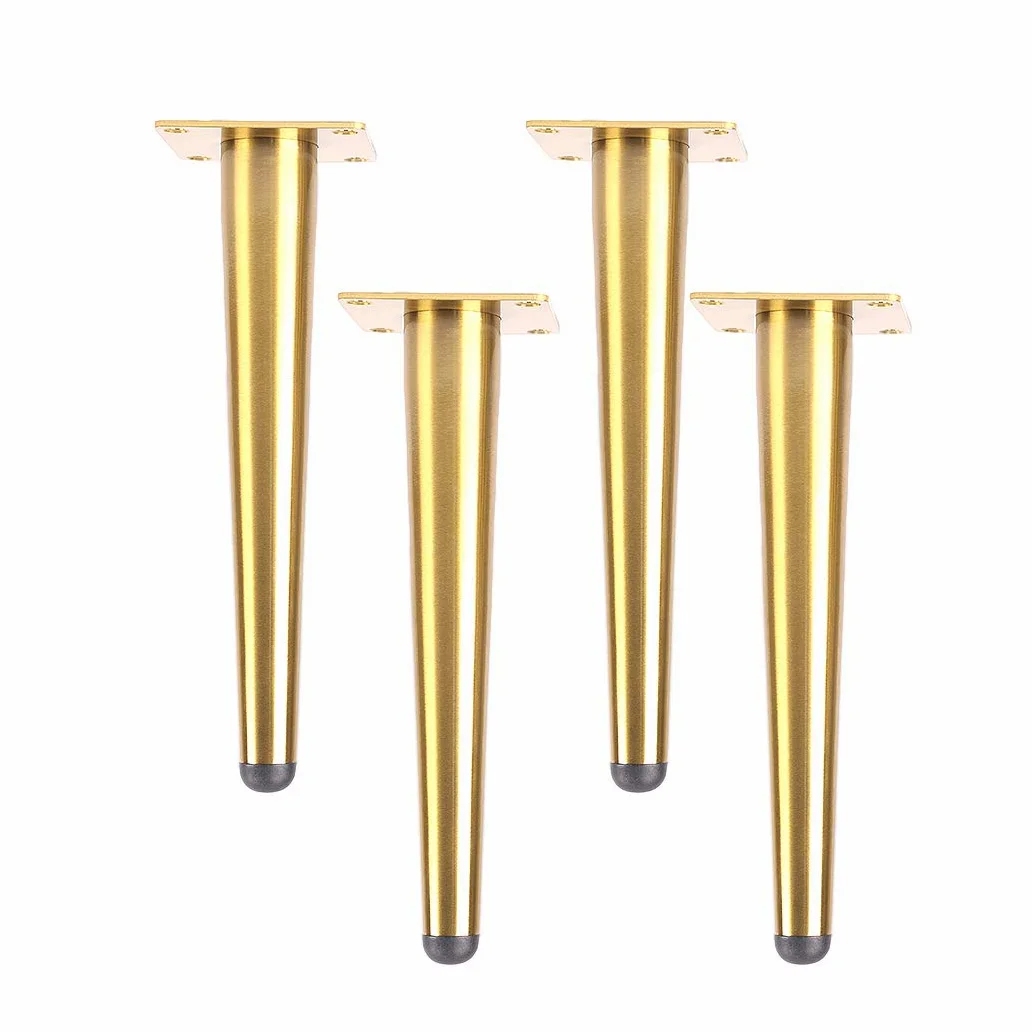 4 Gambe per mobili Piedini per mobili dritti conici Gambe per tavoli Gambe di supporto in metallo Gambe per divani,Adatto a tutti i tipi di mobili fai da te,D'oro(60cm)
