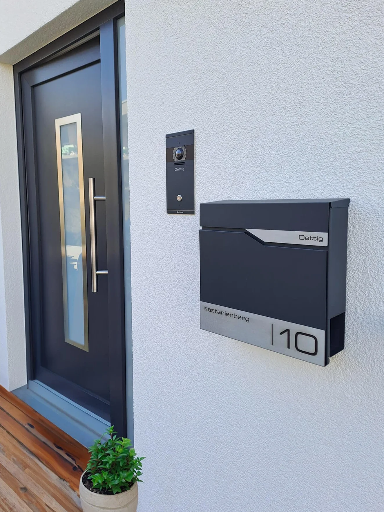 Metzler Moderna Cassetta Postale Con Portagiornale Antracite RAL 7016, Acciaio Inossidabile V2A, Da Parete