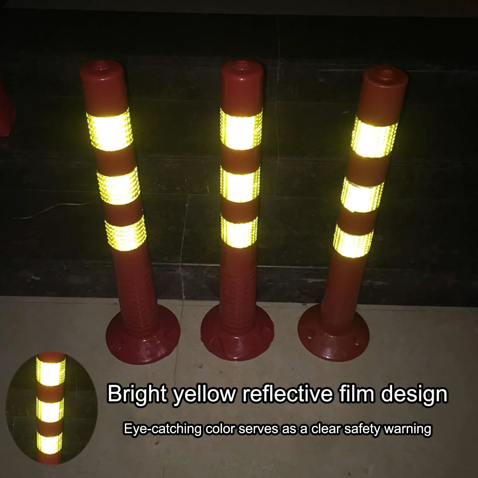 Paletto di sicurezza riflettente per parcheggio, barriera di arresto del traffico, 90 cm/35,4 pollici, rosso, 2 pezzi, per casa, garage, magazzino, decorazione stradale