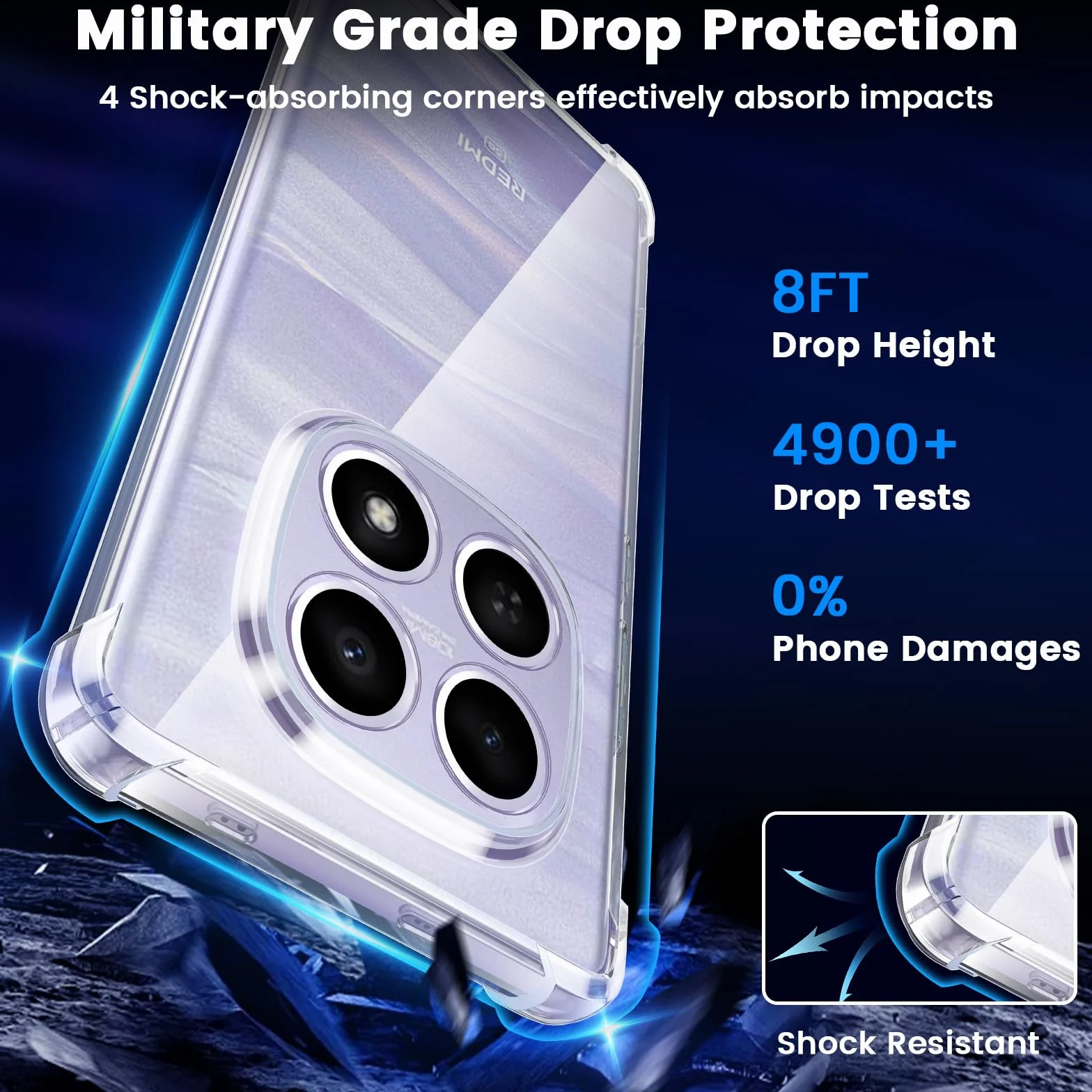 Yohii Cover per Xiaomi Redmi Note 15 4G / 5G / Poco M8 5G, [Protezione Fotocamera] Custodia Antiurto Chiaro, TPU Morbido Silicone Antigraffio Anti Ingiallimento Case, Trasparente