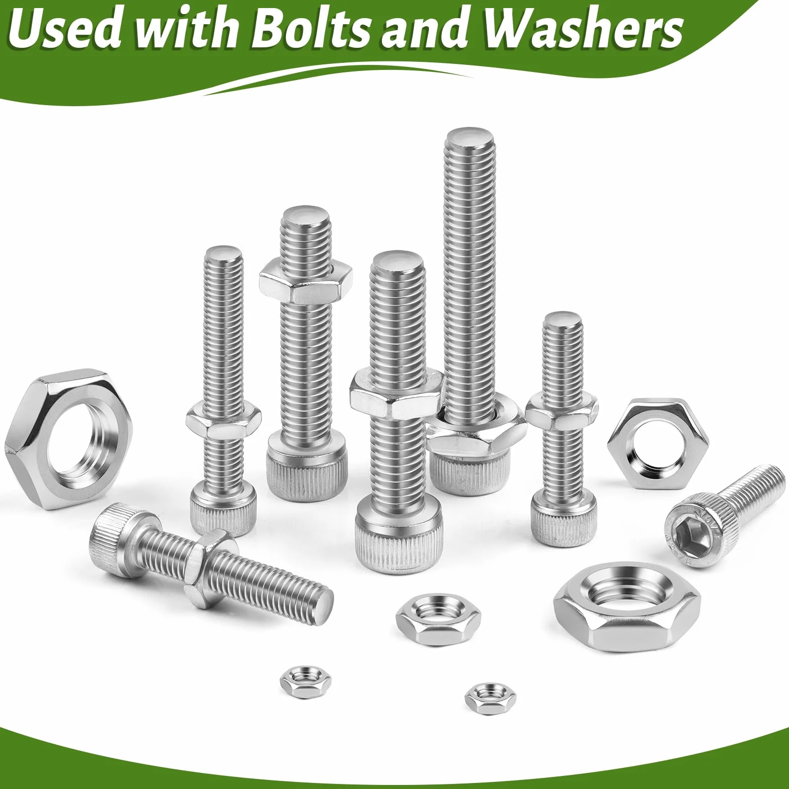 Dadi M4 esagonali in acciaio inox DIN439 A2 V2A forma bassa 50 pezzi
