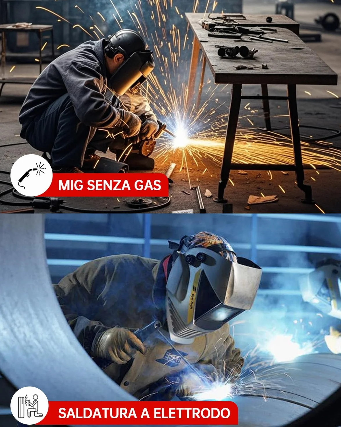 VECTOR WELDING MIG 130A Saldatrice a Filo Continuo No Gas 3 in 1 Inverter IGBT con Maschera Auto-Oscurante