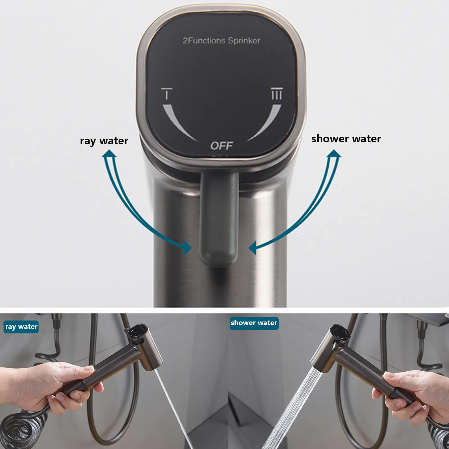 Sistema Doccia a Vista, Set di rubinetti per Bagno Grigio, soffione Regolabile in Altezza con soffione, doccetta per Vasca a Cascata e doccetta per Bidet