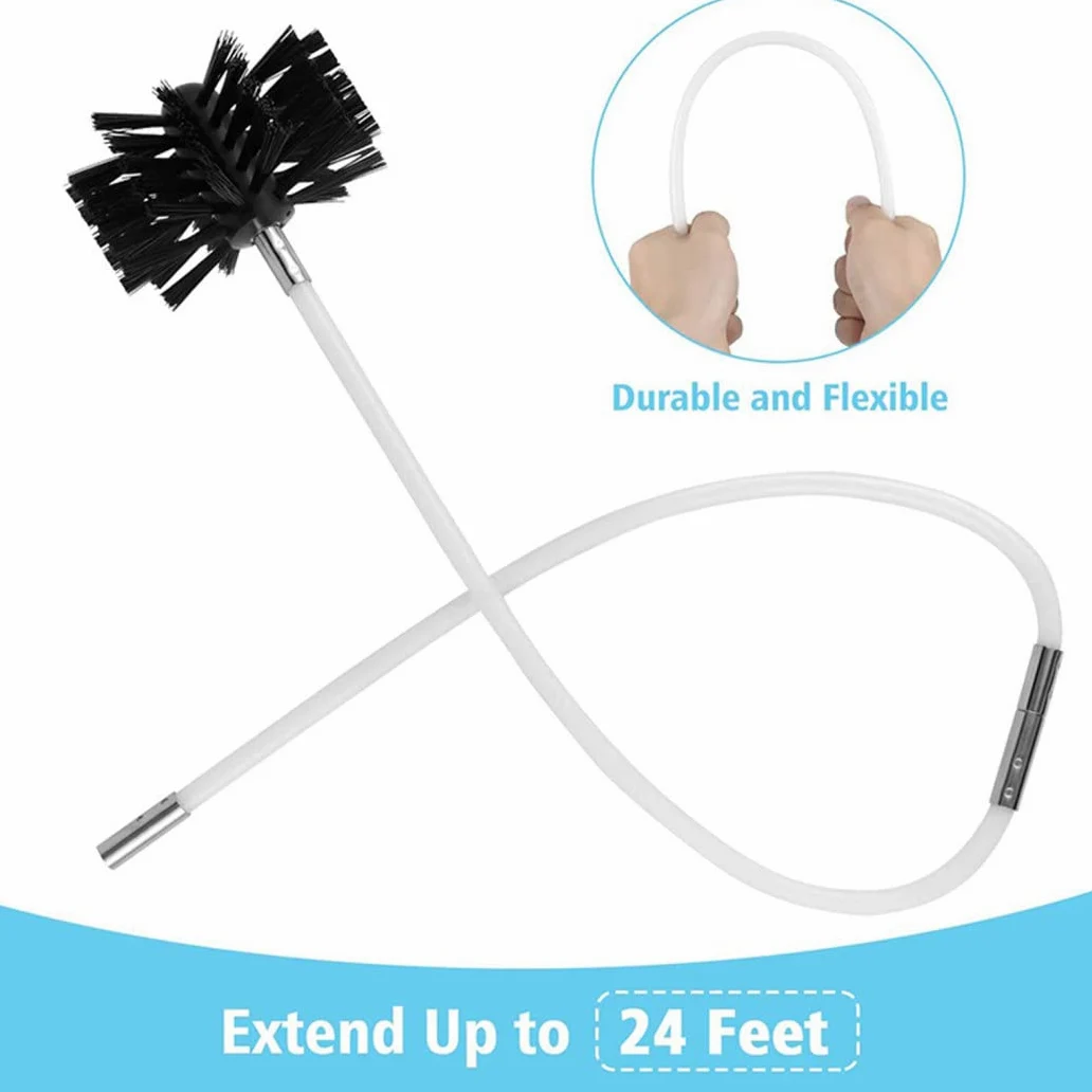 Spazzole per Camini Fumaria, Spazzola per Camino con 9/18 Aste 1/2 Testine 1 Connettore 1 Spazzola Lunga, Kit di Spazzamento per Camino Sfiato Dell'asciugatrice,9 Rods + 1 Brush Head