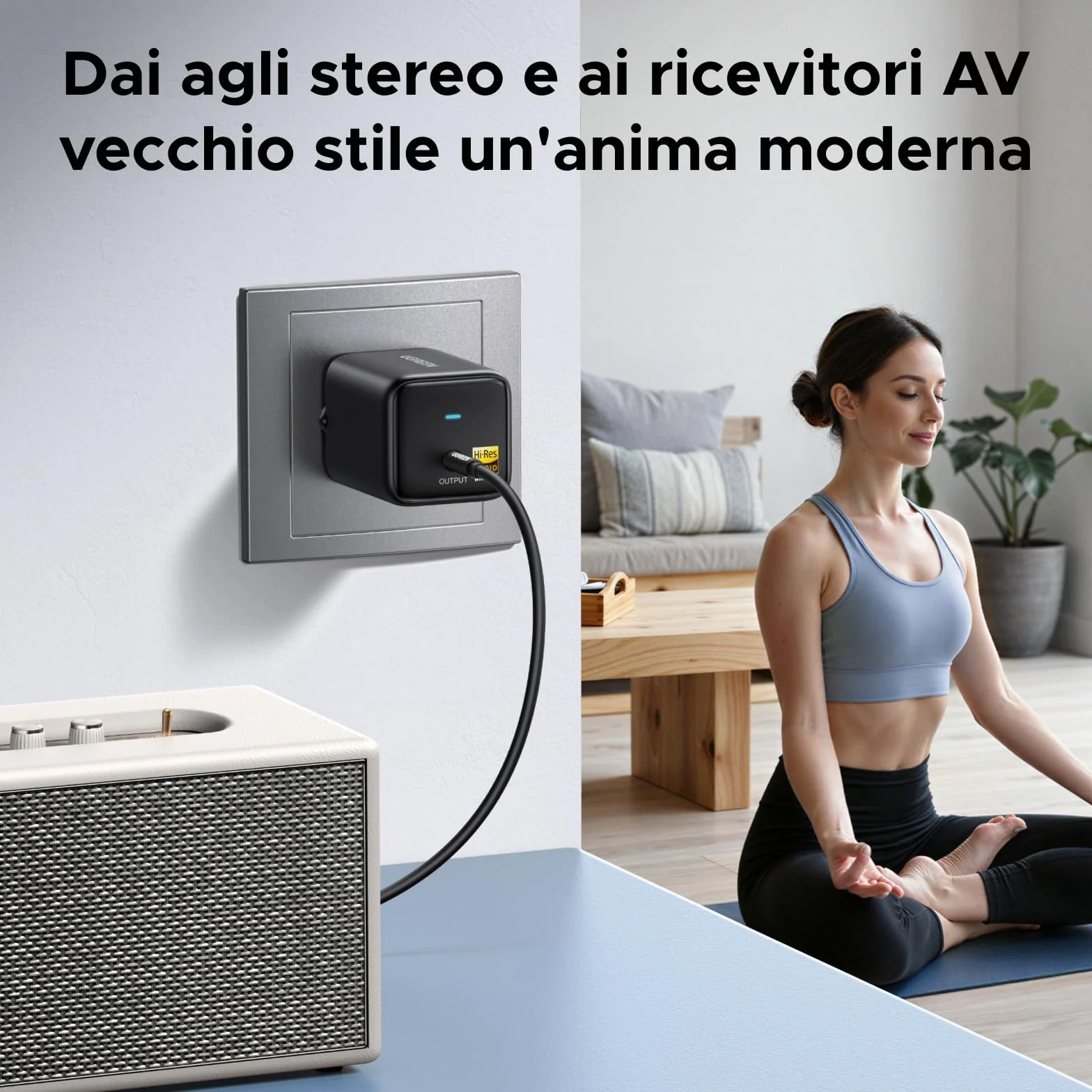 UGREEN Ricevitore Bluetooth 6.0 LDAC/SBC/AAC Audio Adattatore 3,5 mm Hi-Res HiFi Bassa Latenza Wireless Alimentatore a Innesto Diretto Compatibile con Telefono Tablet Altoparlante Amplificatore