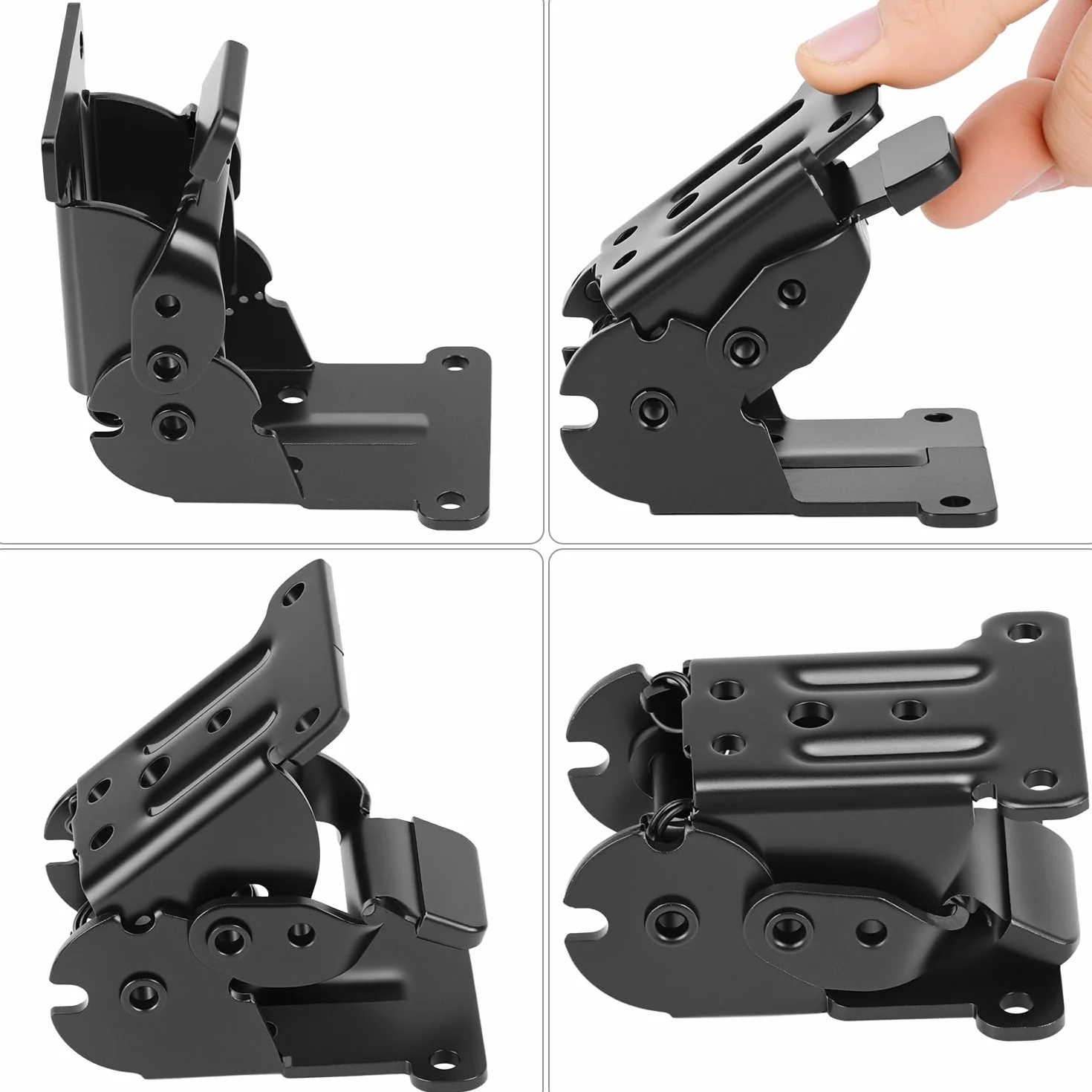 QWORK® 4 Pezzi Staffe per Tavoli Pieghevoli, Cerniera Autobloccante in Acciaio Zincato con 40 Viti - Nero