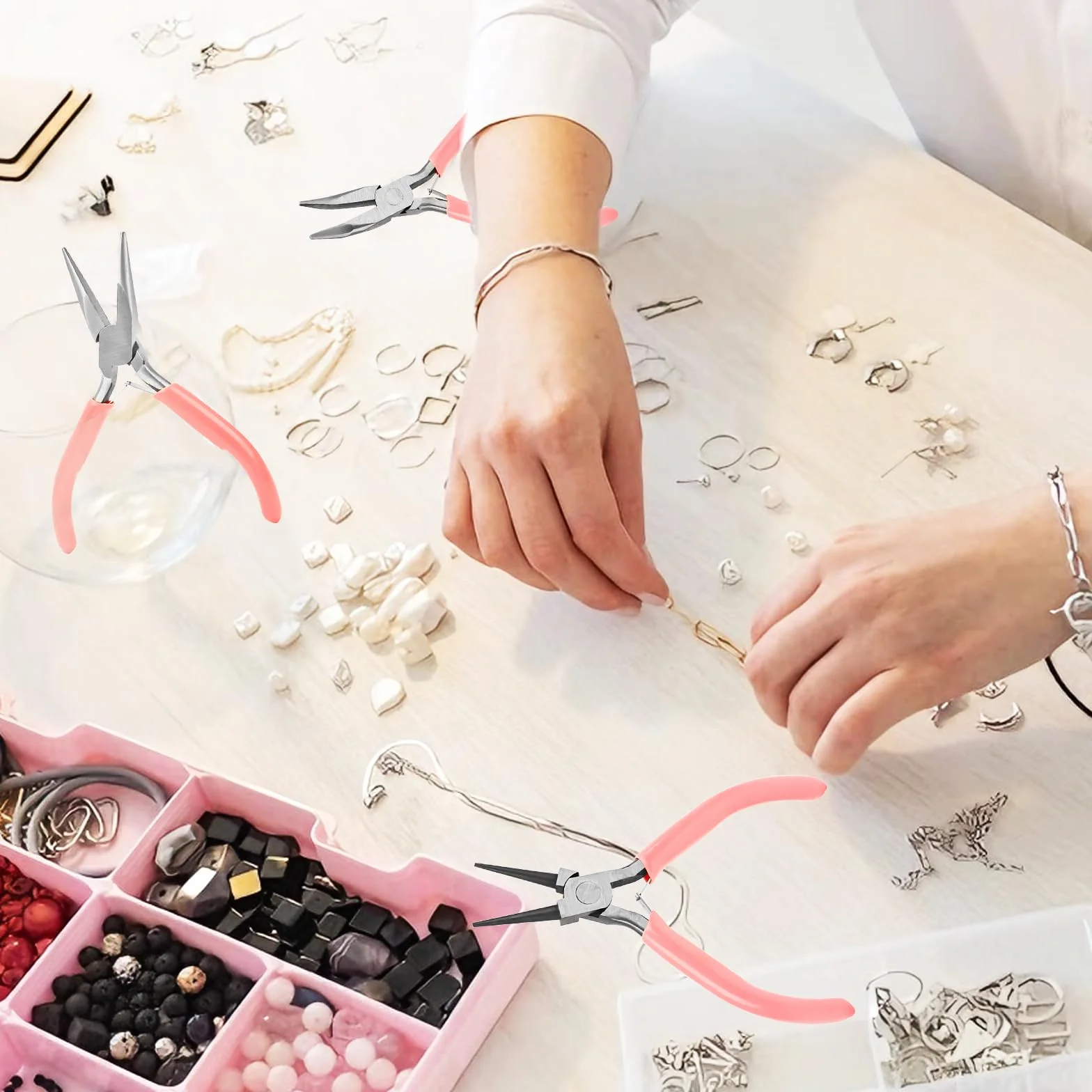 Set di pinze per gioielli, pinza per aghi, pinza per catena, tagliafili, creazione e riparazione fai da te