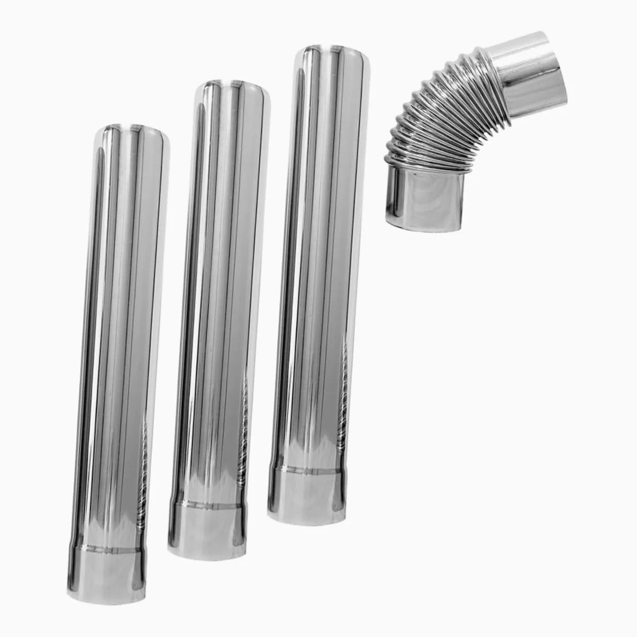 3pezzi Tubo Dritto in Acciaio Inox Per Sfiato Fumi Canna Fumaria Con Raccordo Gomito Adattatore Per Stufa Gas