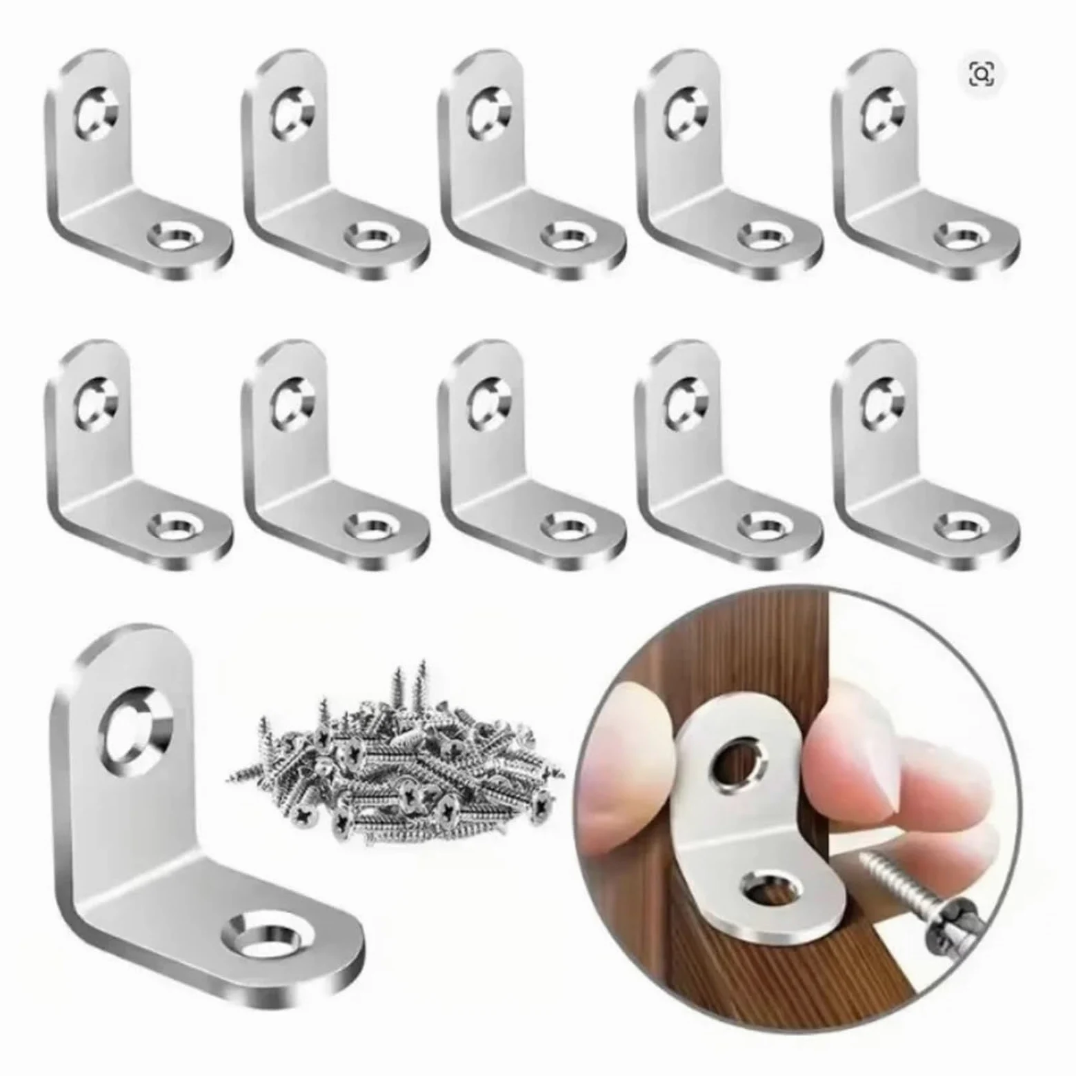 Staffe a L in acciaio inossidabile da 40 pezzi - Supporto angolare piccolo ad angolo retto for scaffali, mobili in legno, sedie, ferramenta for Adatto per il fissaggio e il supporto