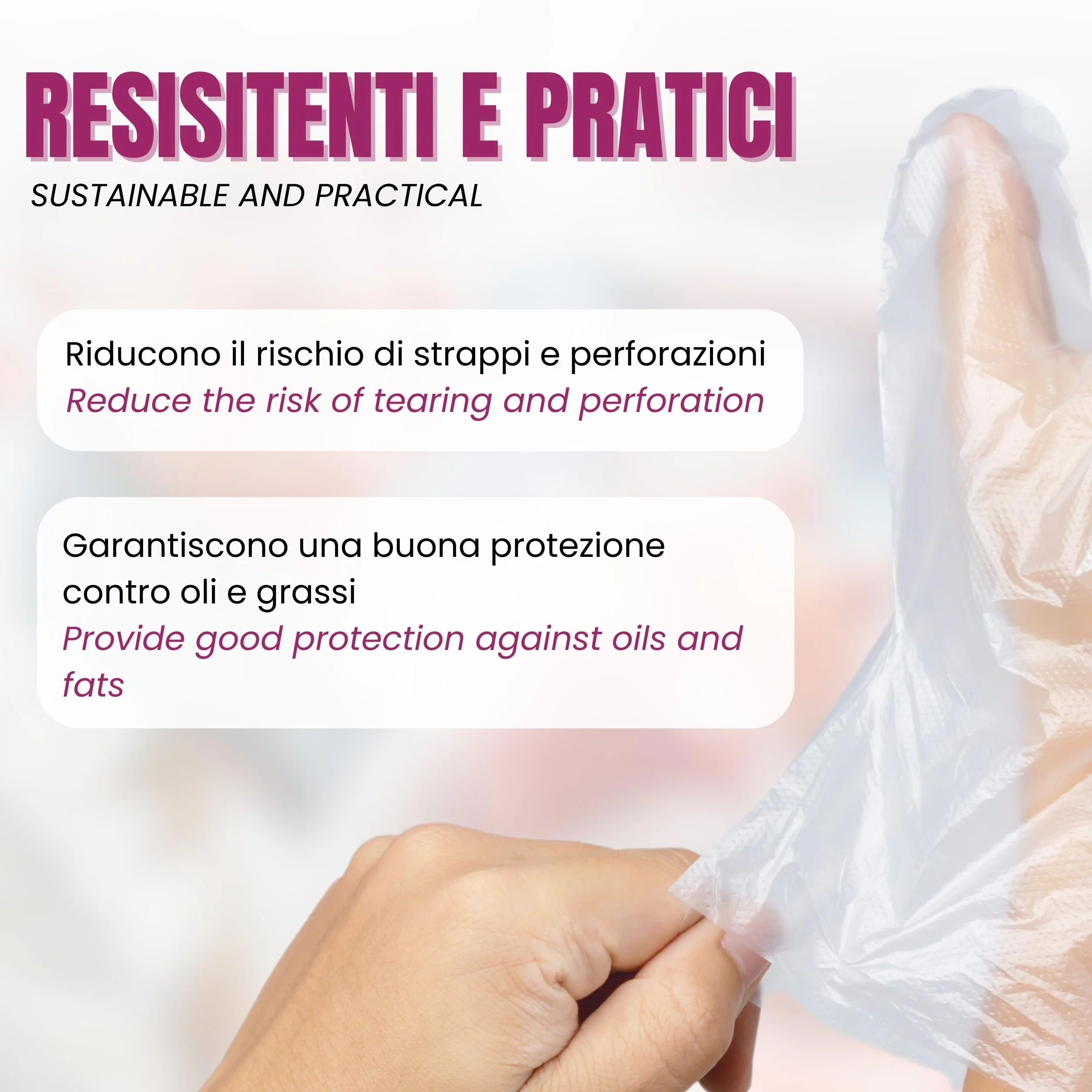 Bottari Guanti Monouso in HDPE Senza Polvere Resistenti per Pulizia
