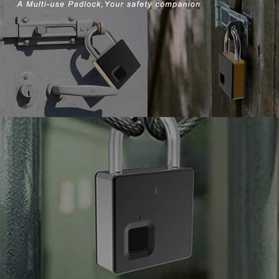Fingerprint Lucchetto Smart Smartless Security Security Locker Lock Gym Lock IP65 Anti-FECT Anti-Furto Ricaricabile per l'armadietto Scolastico, Palestra, Porta, armadietto, Valigia, Zaino