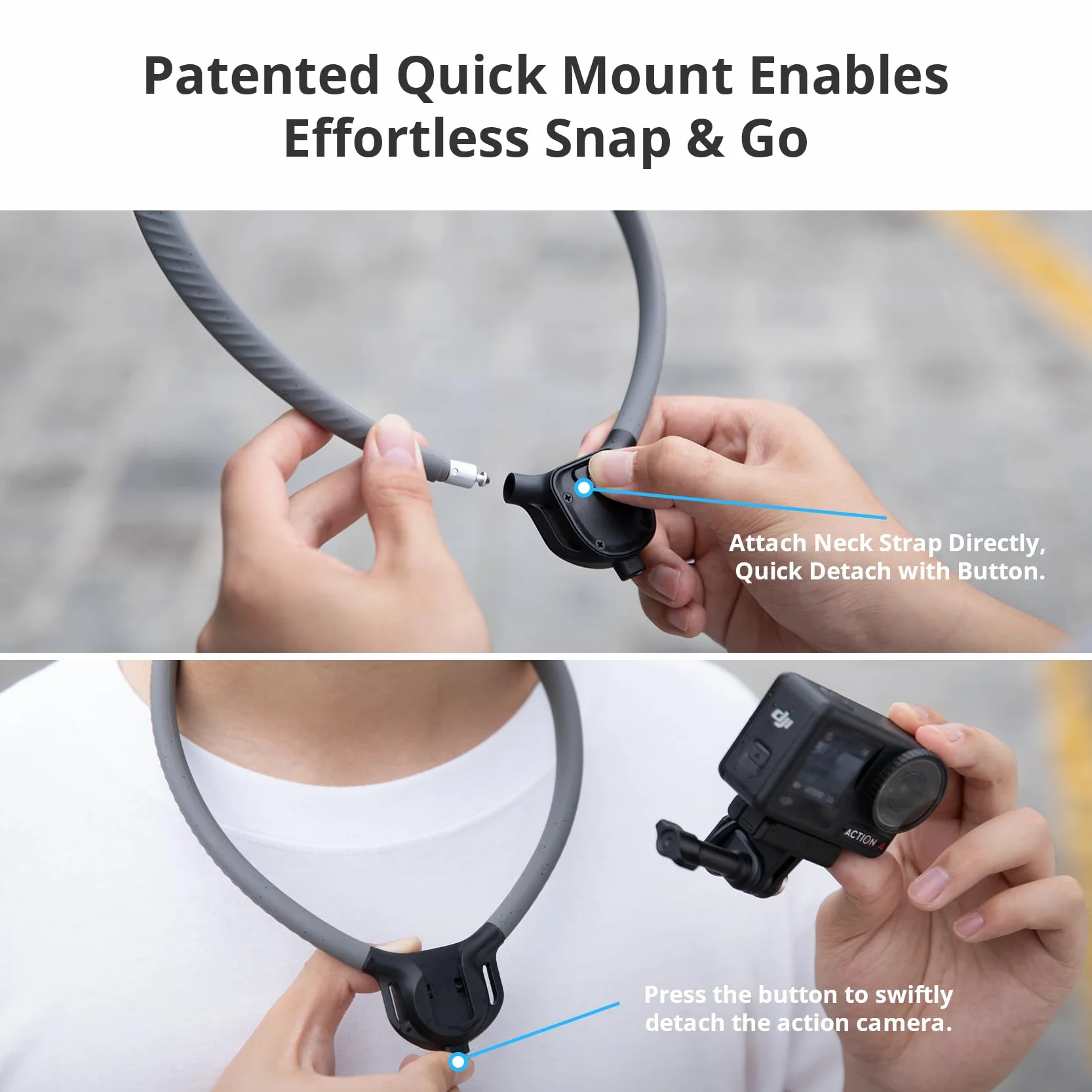 PGYTECH CapLock Supporto Collo Montaggio POV Fascia Vivavoce per DJI OSMO 360, Action 6/Pocket 3/4/4P, per GoPro Hero 13/12, Collana Lanyard per Insta360 Ace Pro 2, Accessorio ActionCam