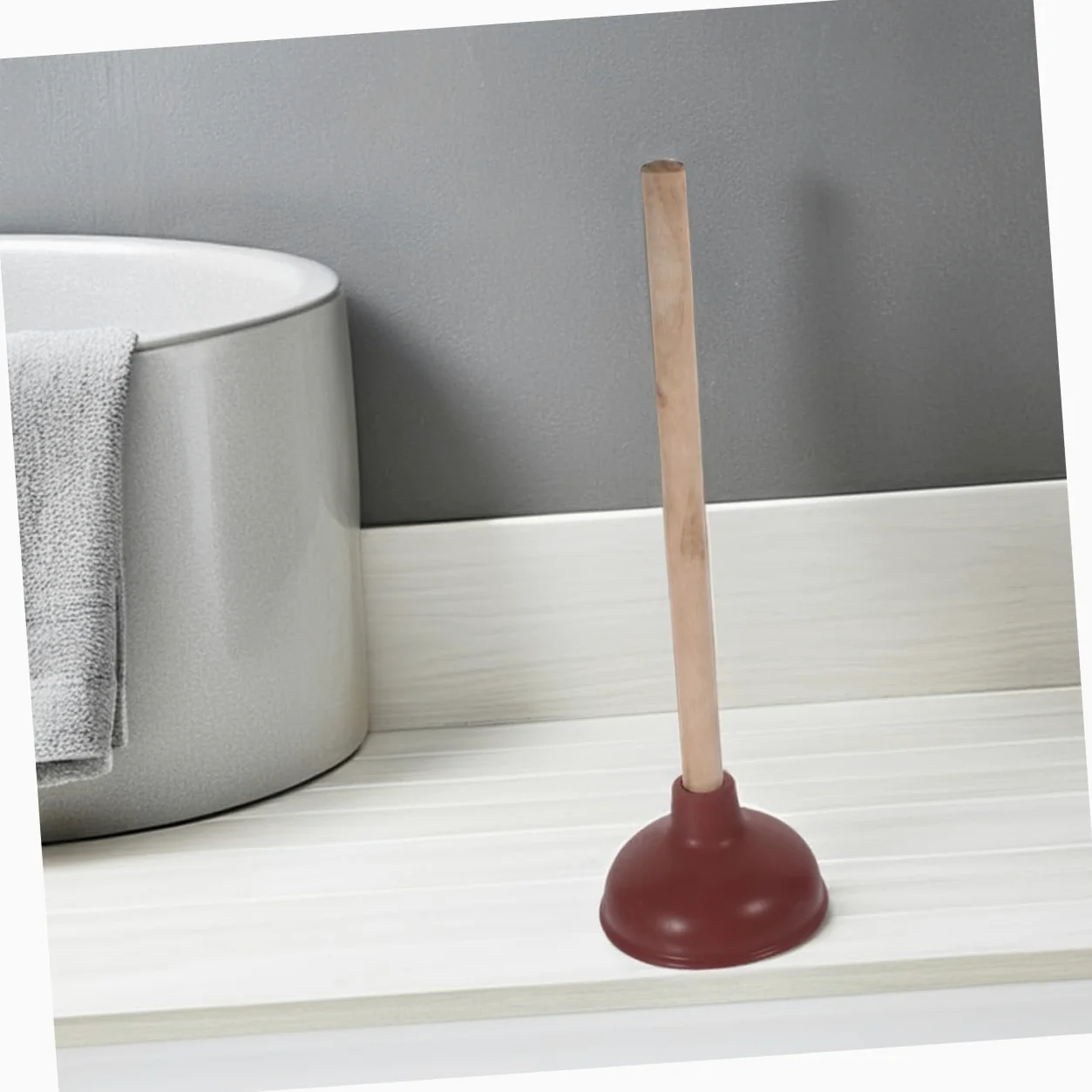 POPETPOP Sturalavandini per WC da Bagno, 4 Pezzi, Legno e Gomma | Rosso, Forte Aspirazione, Design Heavy Duty, per Wc e Scarichi, Uso Semplice