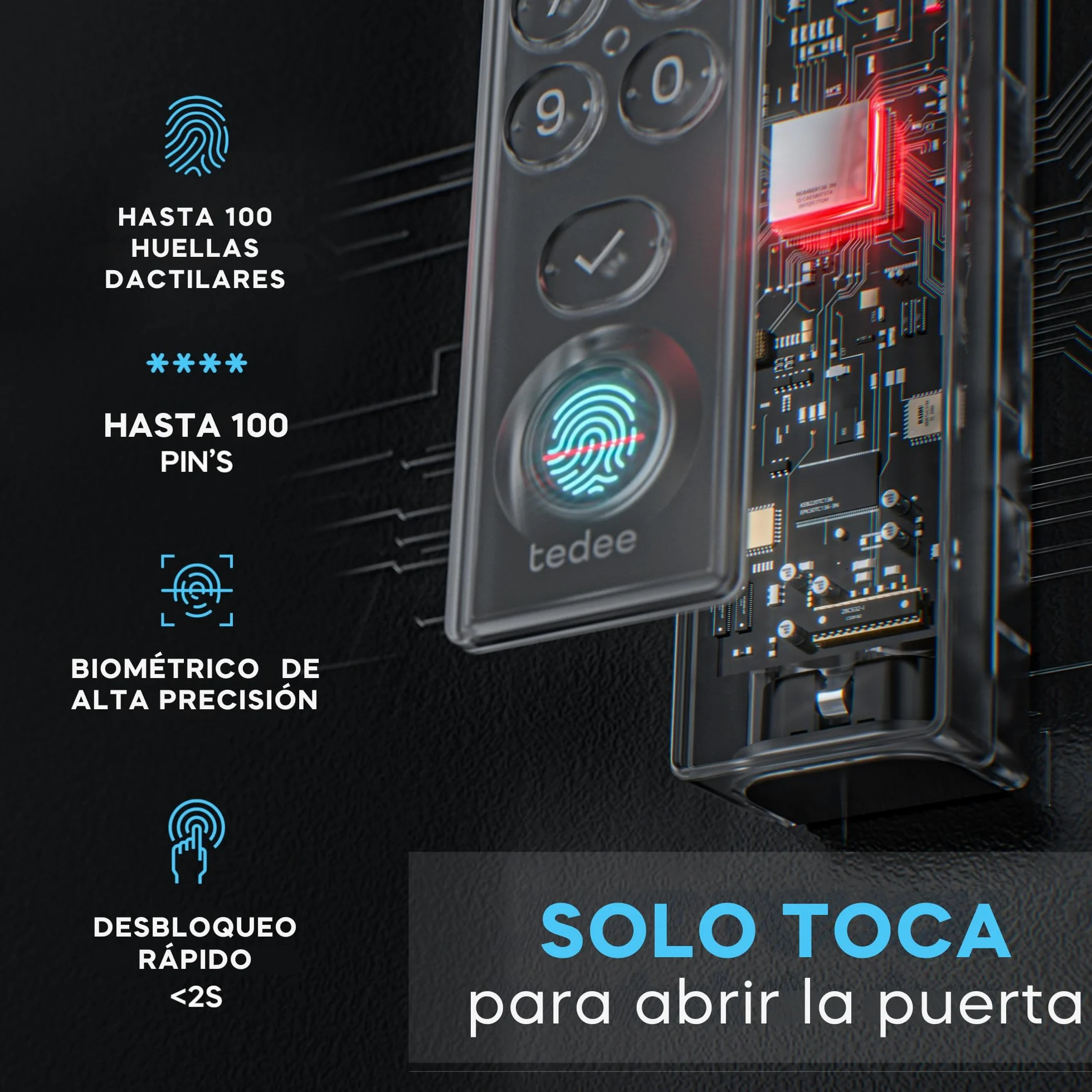 tedee GO2 Alu Serratura Smart WiFi con Impronta Digitale e Accesso Remoto | Sblocco Automatico | Serratura Elettronica Senza Cambio Cilindro | Compatibile con Matter, Alexa, Google Home, Apple HomeKit