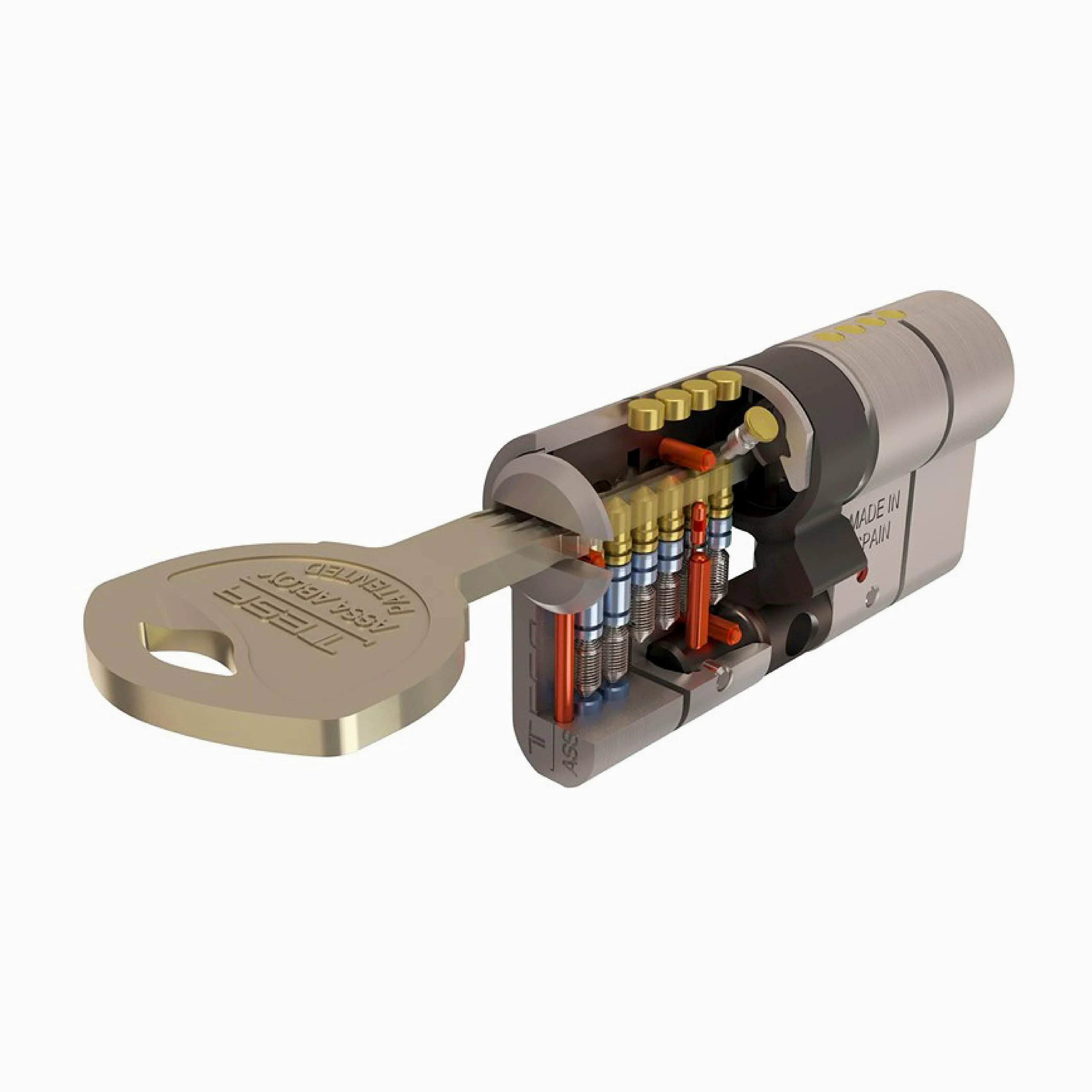 TESA T7553535L Cilindro europeo T70, 35 x 35 mm, finitura ottone, camma lunga, per serrature a profilo europeo