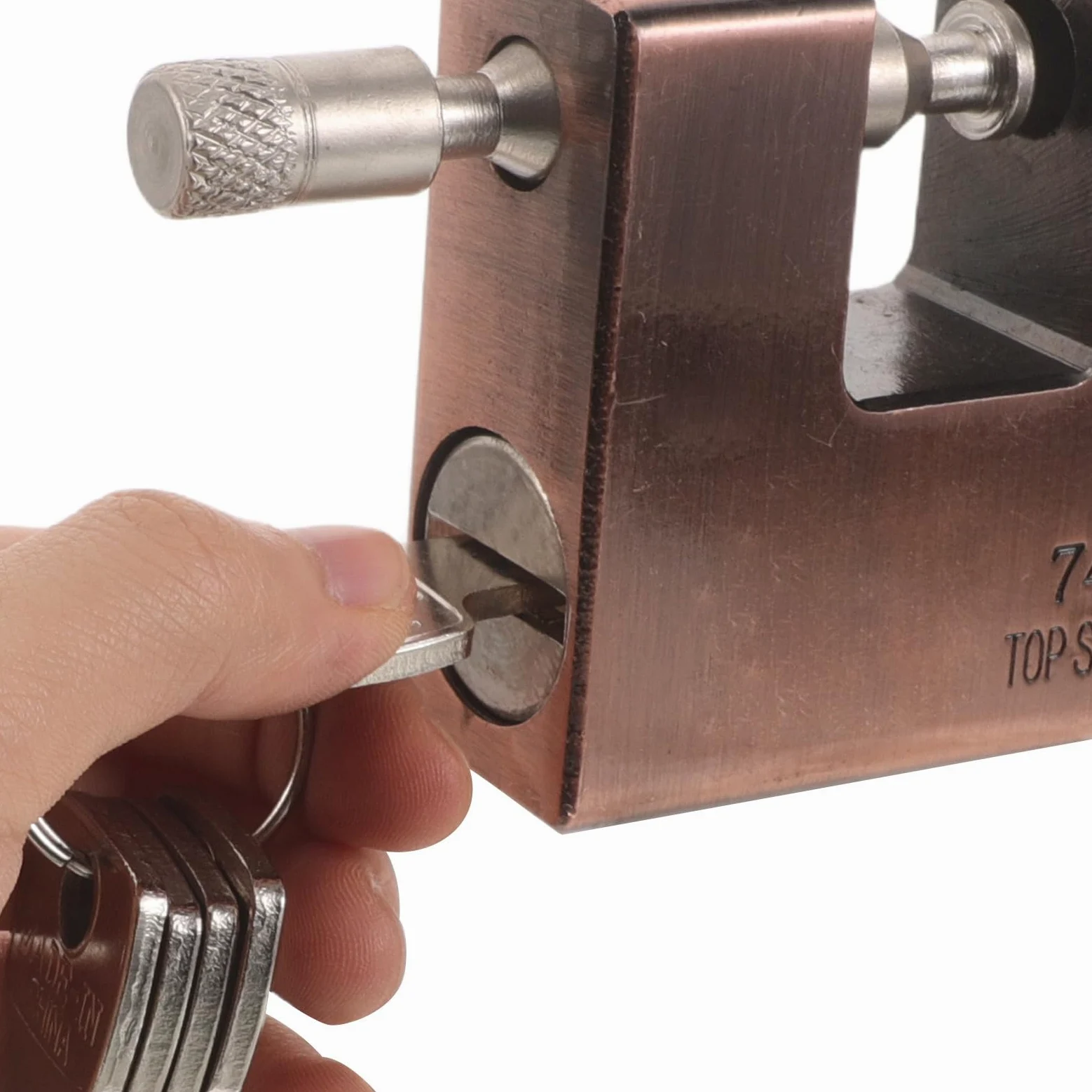 Lucchetto Vintage Rettangolare in Ferro Marrone per Sicurezza | Apertura Laterale Comoda, Grado Commerciale, Costruzione Resistente alle Intemperie, Protezione Antieffrazione