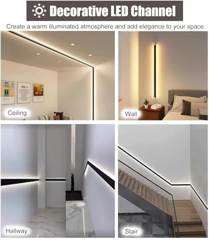Dimensioni delle modanature per soffitti, Modanatura della finitura del soffitto in alluminio Modanatura della corona del diffusore a canale LED bifacciale Lunghezza personalizzata(15ft (4.6m))