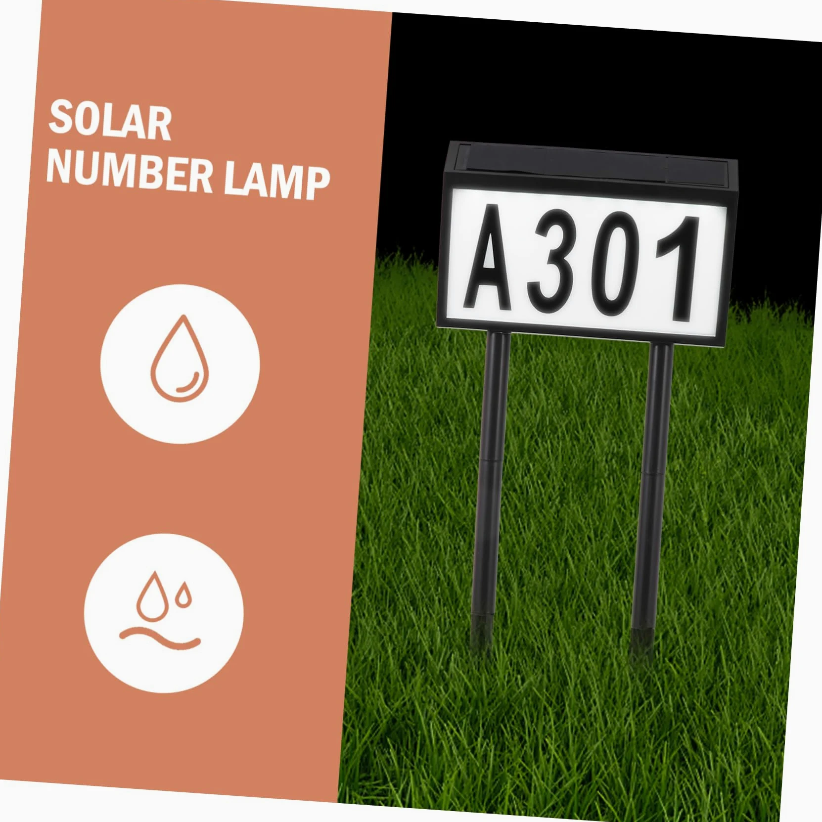 Lampada Solare da Giardino Numeri Civici LED 10 Smd 1200mah Nero in Abs e PC per Esterni Facile da Installare nel Terreno per Ristoranti e Centri Commerciali