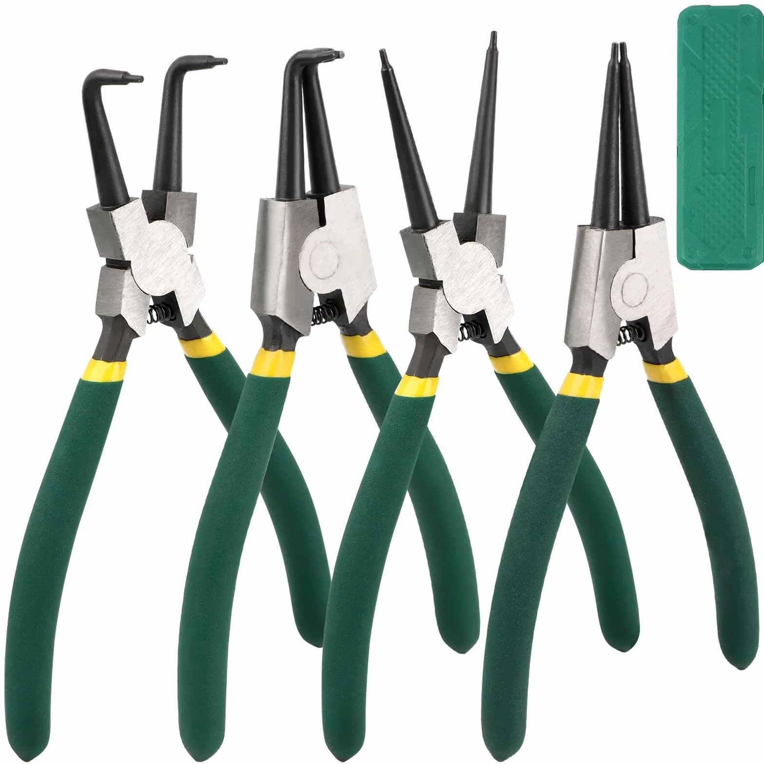 Set di 4 Pinze per Anelli di Sicurezza 180mm con Borsa Portatile, Punte Dritte e Curve