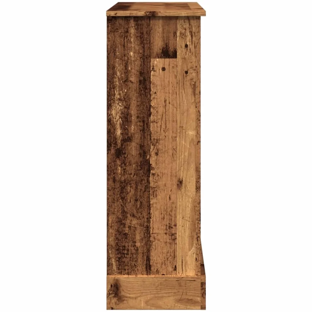 Cornice per Camino Design Rustico 90x30x90 cm Truciolato Legno Antico Supporto Fiamma LED