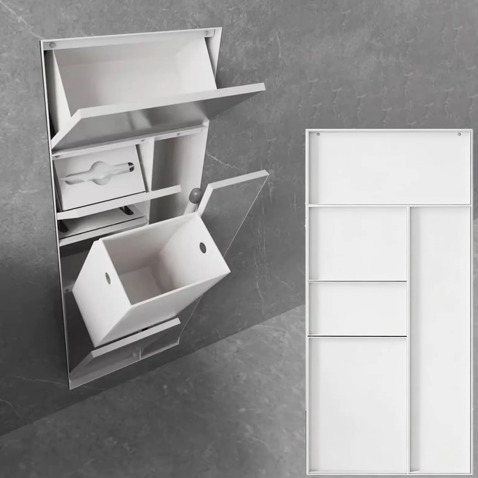 Portarotolo da incasso bianco con mensola, da parete, per bagno e cucina, in acciaio inox, salvaspazio