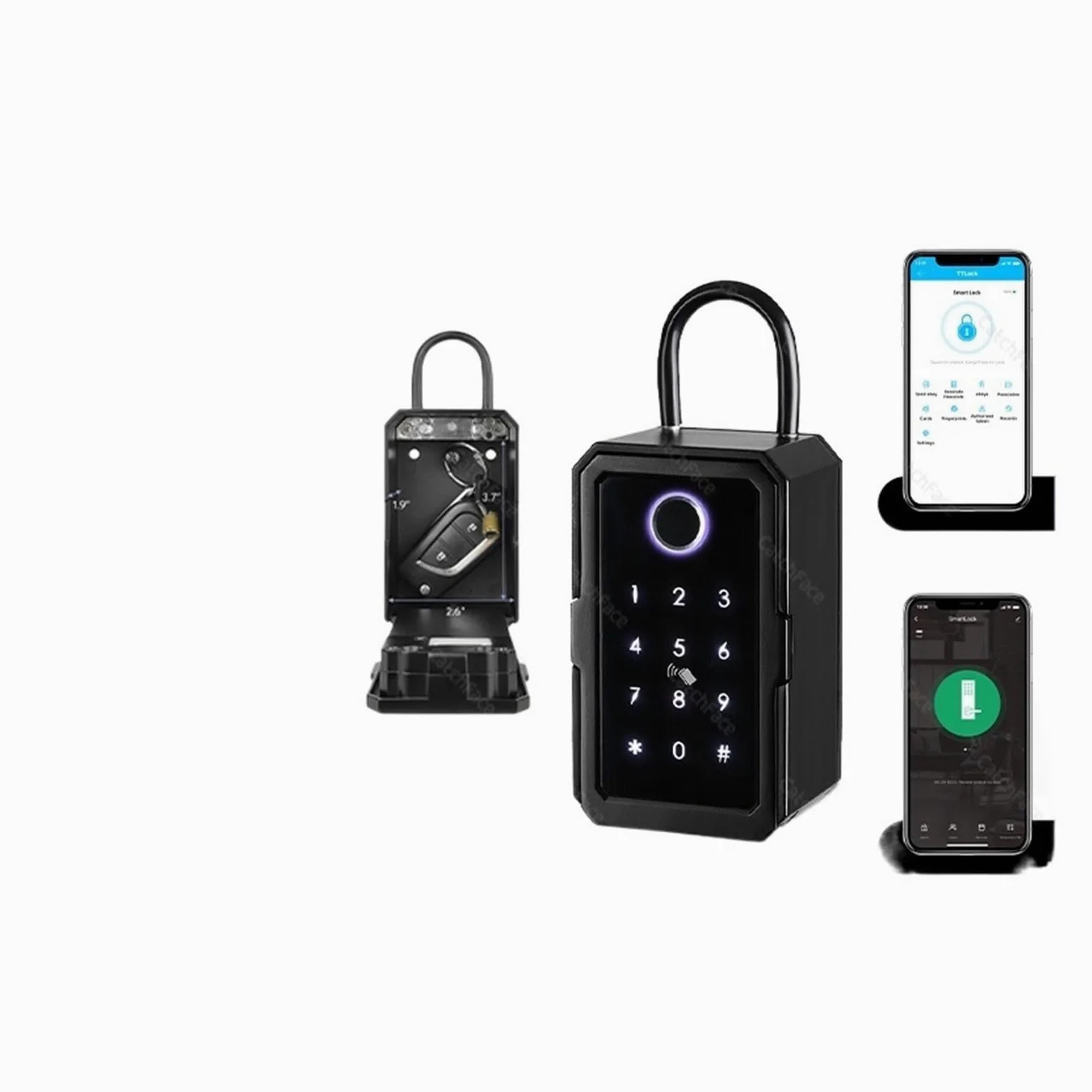 Cassaforte Piccola Sicurezza esterna impermeabile Sicurezza sicura Password di archiviazione intelligente Blocco Tuya o TTLock APP Key Box Scatola antifurto per casa, ufficio, hotel, viaggi(TUYA)