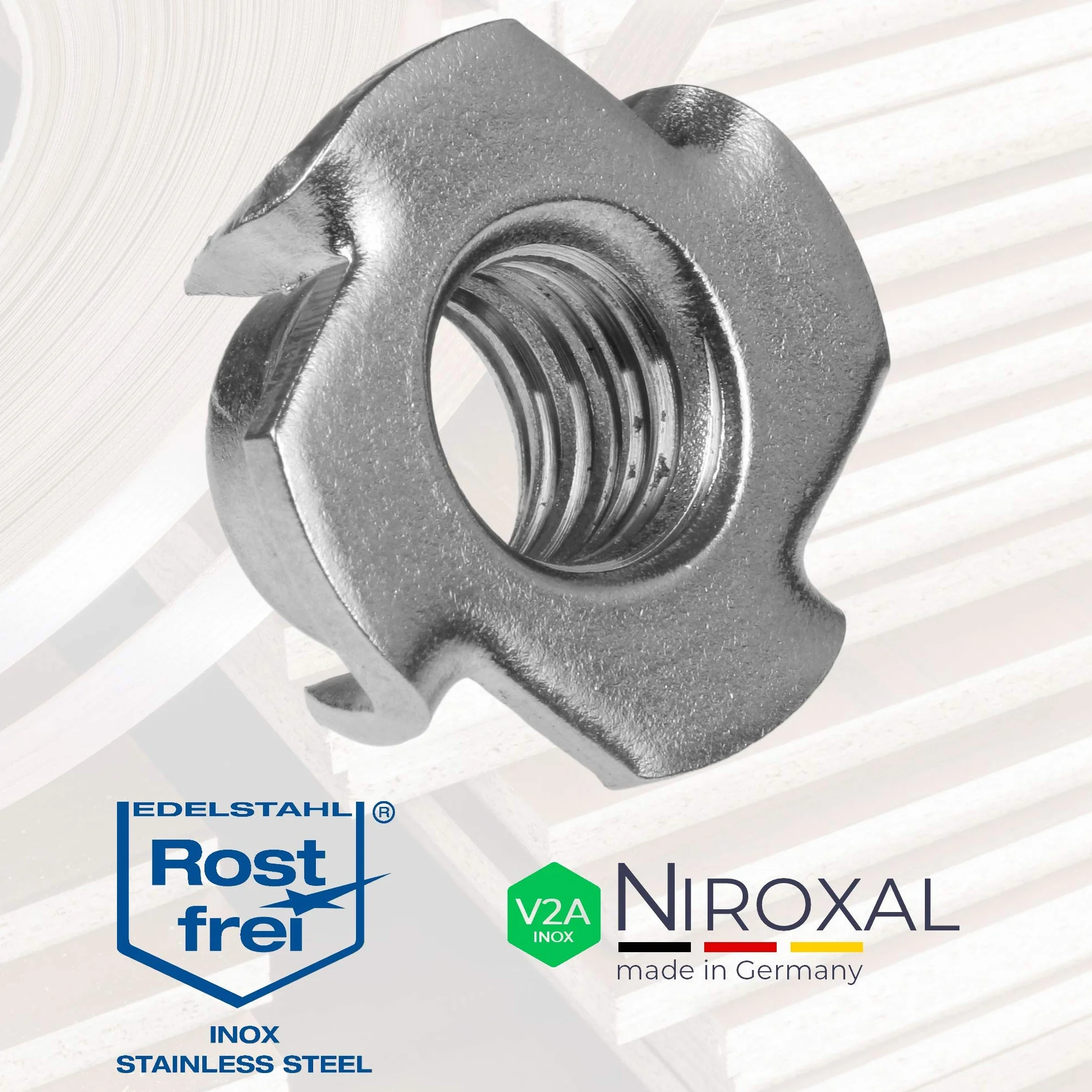 20 dadi ad impatto M12 in acciaio inox V2A con filettatura metrica per legno e plastica