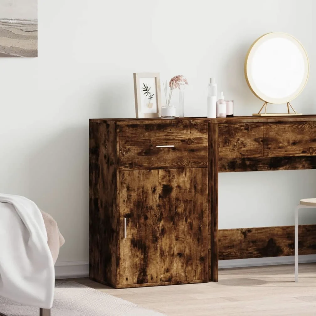 Mobile in legno con cassetto e 2 scomparti, organizer moderno per soggiorno, ufficio, balcone, 56,5 x 39 x 90 cm