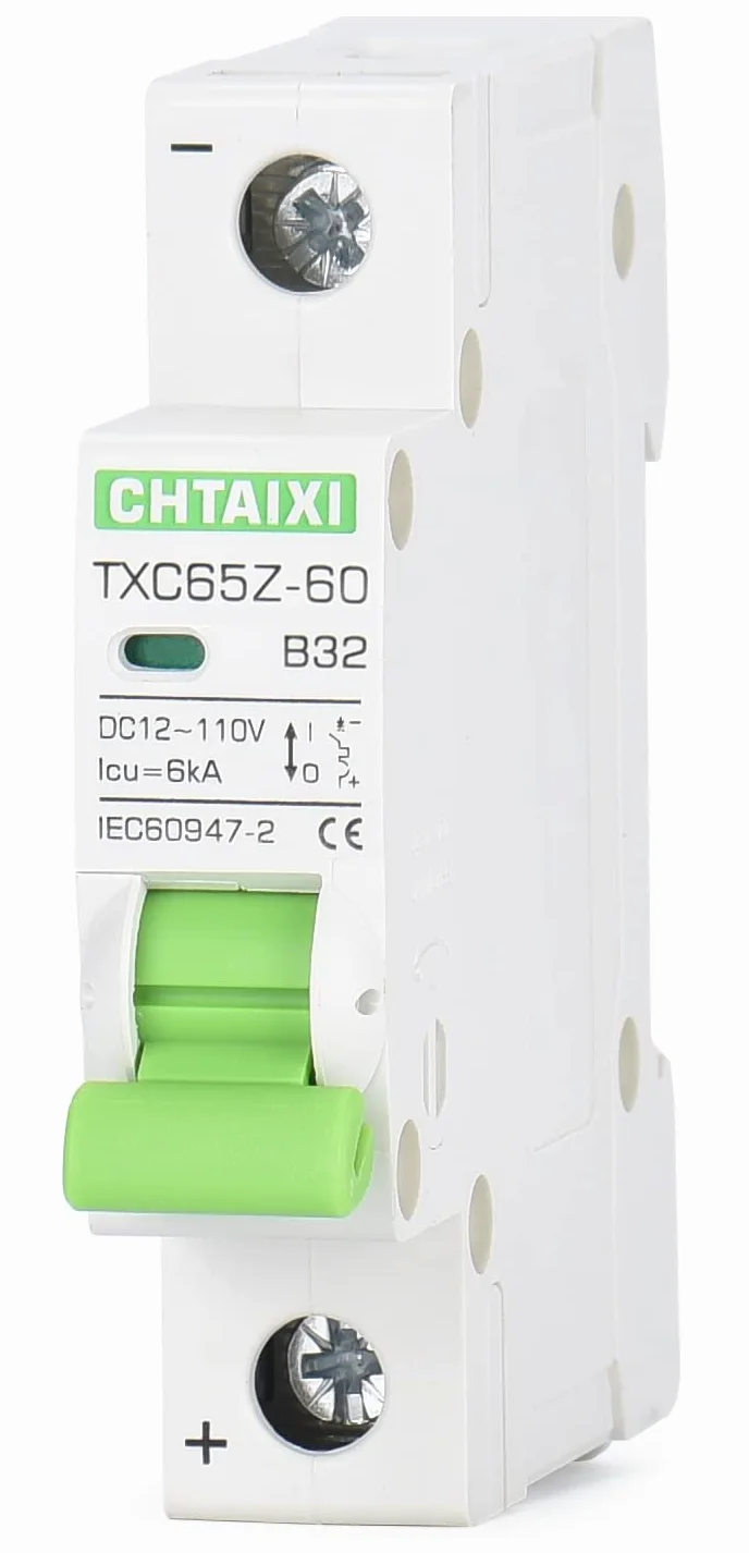 Interruttore automatico in miniatura, 12 V-110 V CC, 32 Amp 1 polo, protezione per interruttore batteria per sistemi solari fotovoltaici e camper, viaggio magnetico termico, montaggio su guida DIN