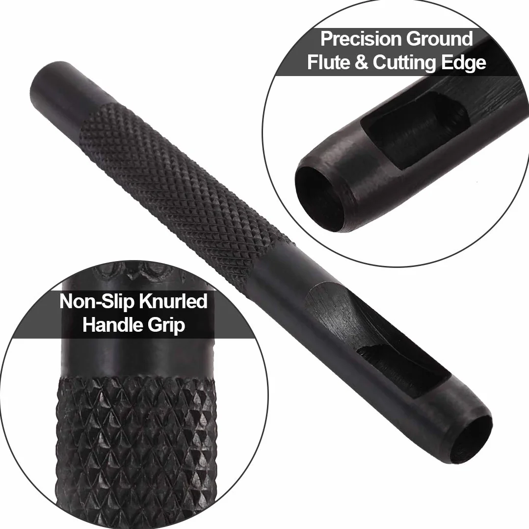 Set Punzoni Acciaio Affilato per Fori Rotondi 1/8"-3/4" 12 Pezzi
