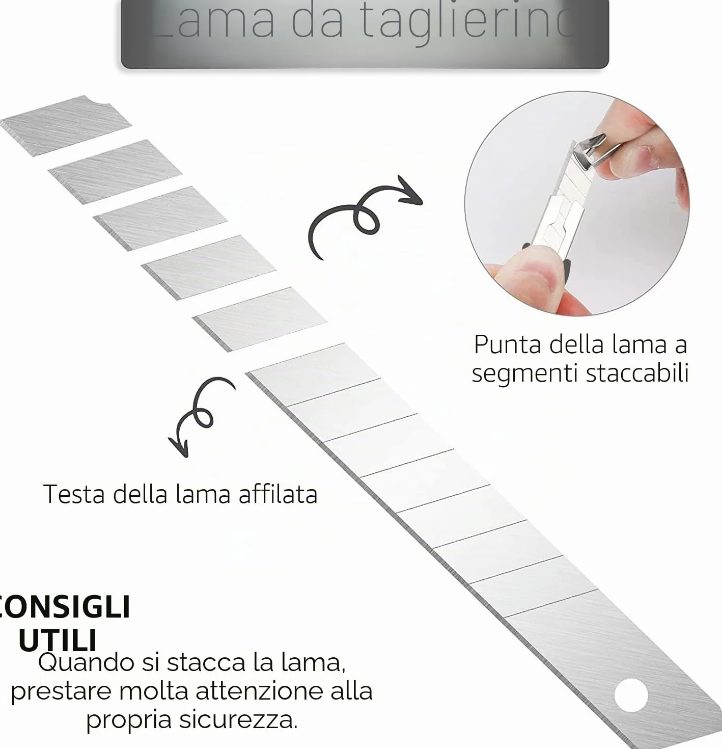 Gebildet Taglierina di Utilità 9 mm, Lama Snap-Off 60°, per Arti Grafiche e Vinile Auto
