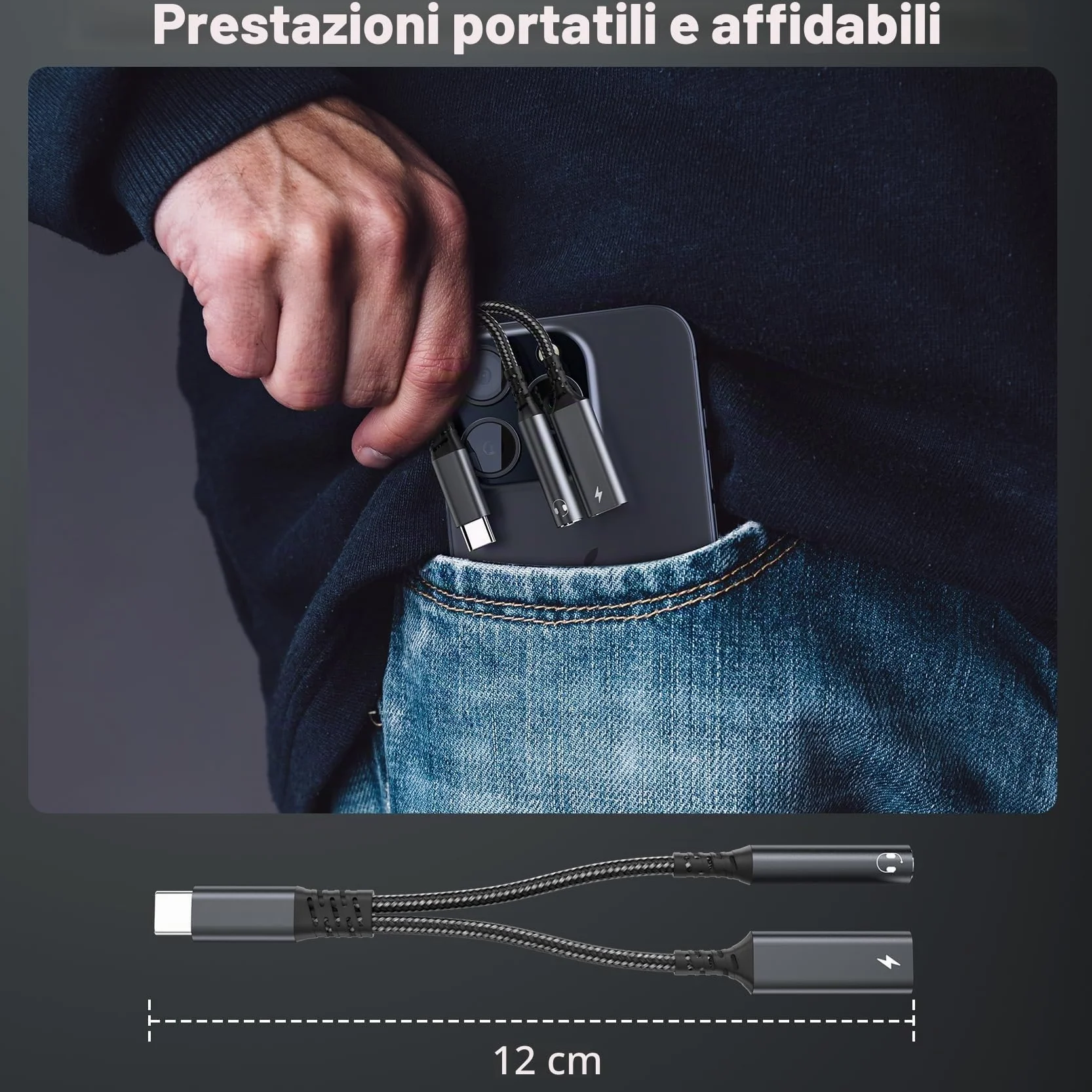 Adattatore e Ricarica per Cuffie USB C, 2 in 1 Jack da 3,5 mm USB C PD 60W Ricarica Rapida per Auricolari Splitter C ompatibile con iPhone 15/Pro/Max, Samsung S24/S23, Hua wei usw