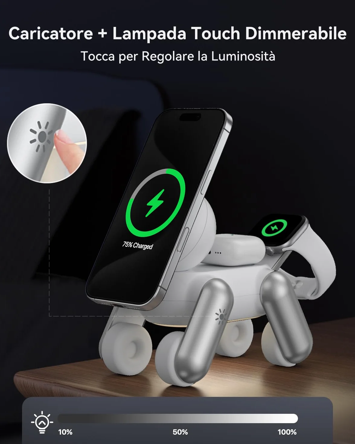 Stazione di Ricarica per Apple MagSafe 3 in 1 Wireless Caricatore per iPhone 17e Air 17 16 15 14 13 12 Serie, per Apple Watch Ultra/SE/11/10/9/8/7/6/5/4/3/2, per AirPods 2/3/Pro